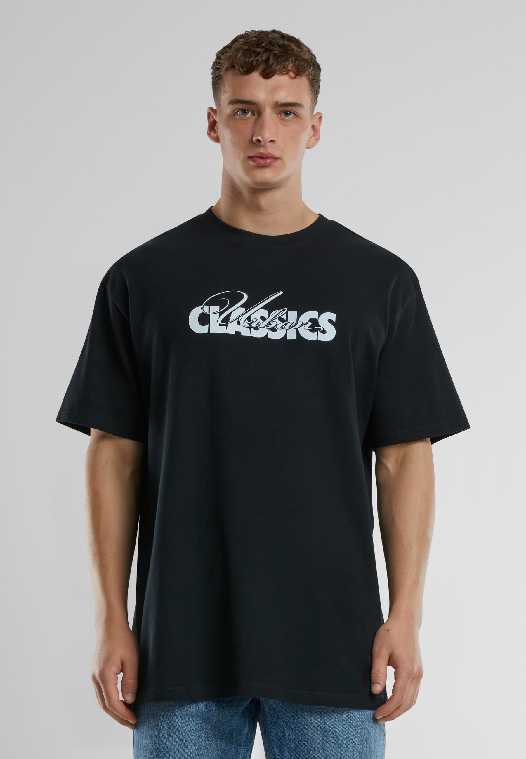 URBAN CLASSICS T-Shirt »Urban Classics UC Cursive Bold Logo Heavy Oversized Tee«, (1 tlg.)