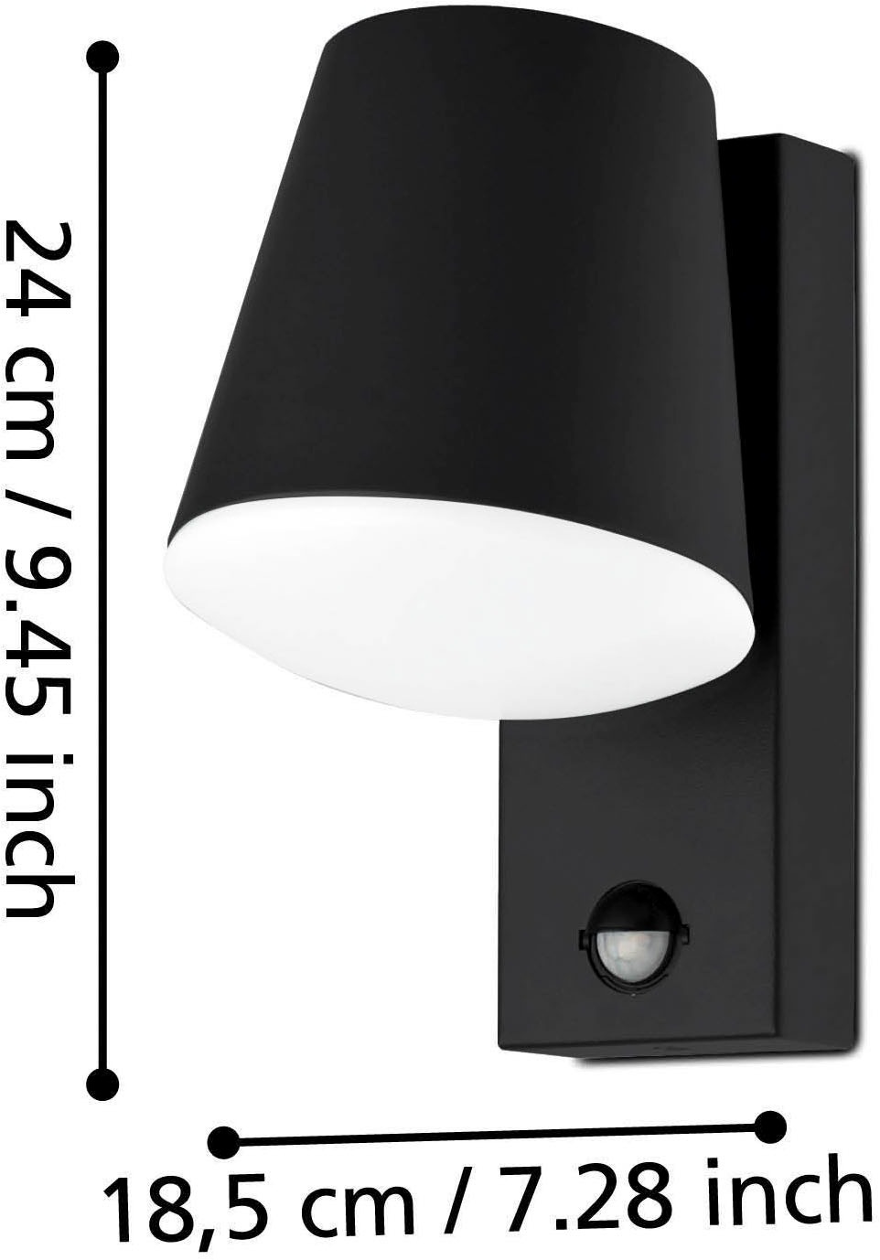 EGLO Wandleuchte »Caldiero Außen-Wandlampe, Außenlampe, Stahl und Kunststoff, E27, IP44« E27 1 Stk. Wand-/Deckenleuchte - L14 x H24 x AL18,5 cm - anthrazit - 1X10W exkl.