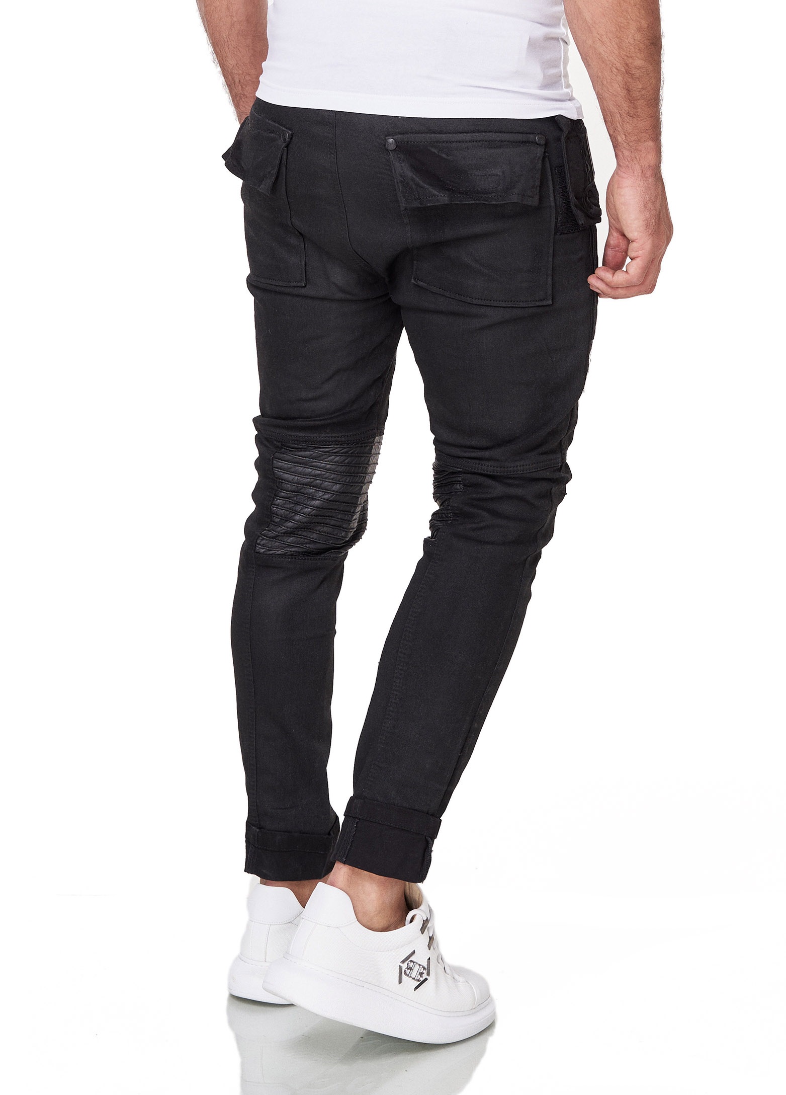 KINGZ Slim-fit-Jeans, mit Kunstleder-Applikationen