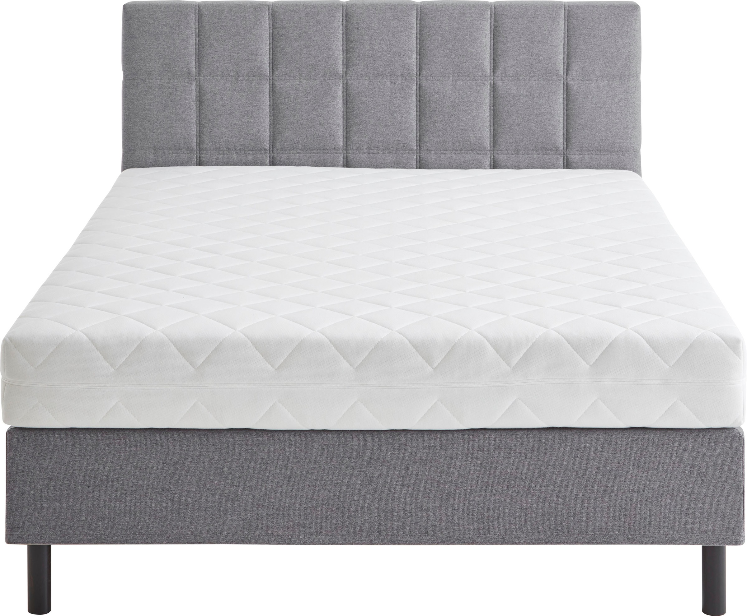 Boxbett "Nikola", grau (hellgrau), B:142cm L:210cm, ATLANTIC HOME COLLECTION, Komplettbetten, Boxspringbett, Massivholzfüßen, mit / ohne Matratze, in H2 und H3 erhältlich 10
