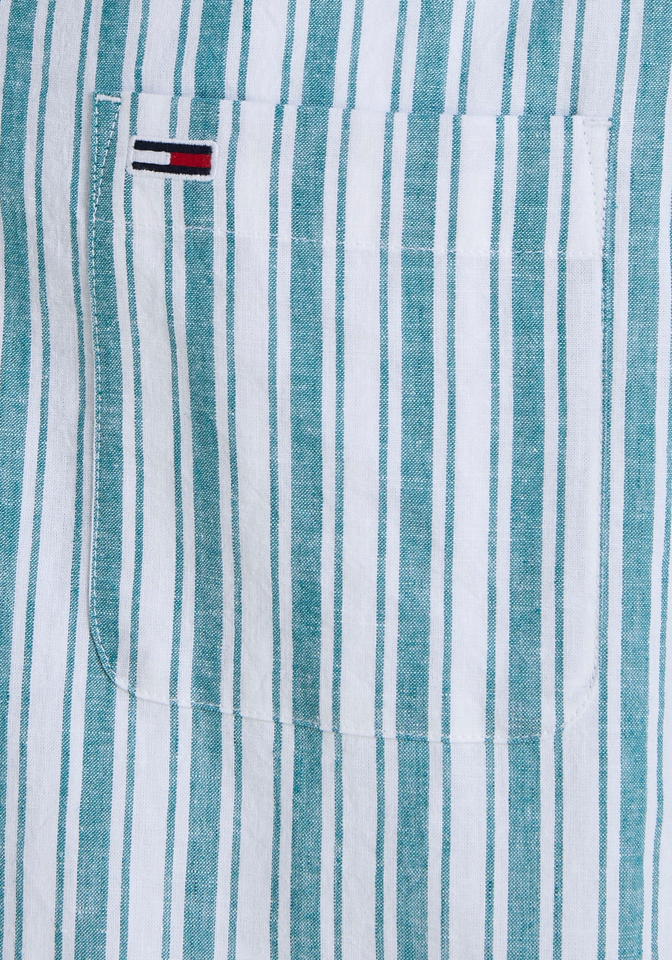 Tommy Jeans Plus Kurzarmhemd »TJM STRIPE LINEN SS SHIRT EXT«, Große Größen, Modische Längsstreifen