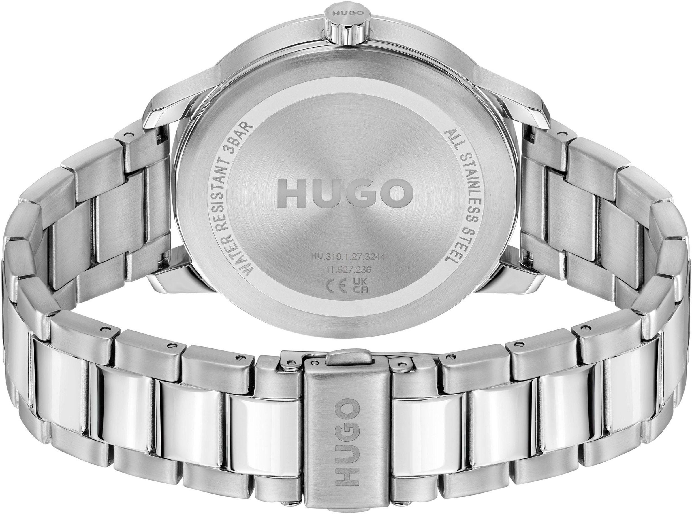 HUGO Multifunktionsuhr »#STAMP MULTI«, Armbanduhr, Quarzuhr, Herrenuhr, Datum, Edelstahlarmband
