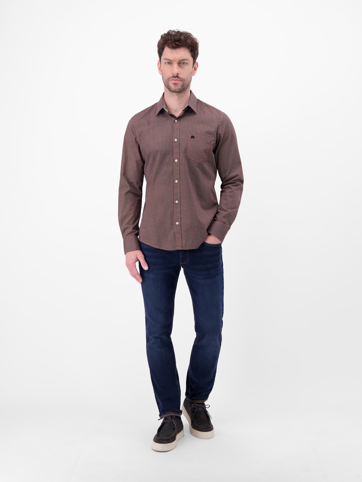 LERROS Langarmhemd »Langarmhemd mit Karomuster aus 100% Baumwolle«