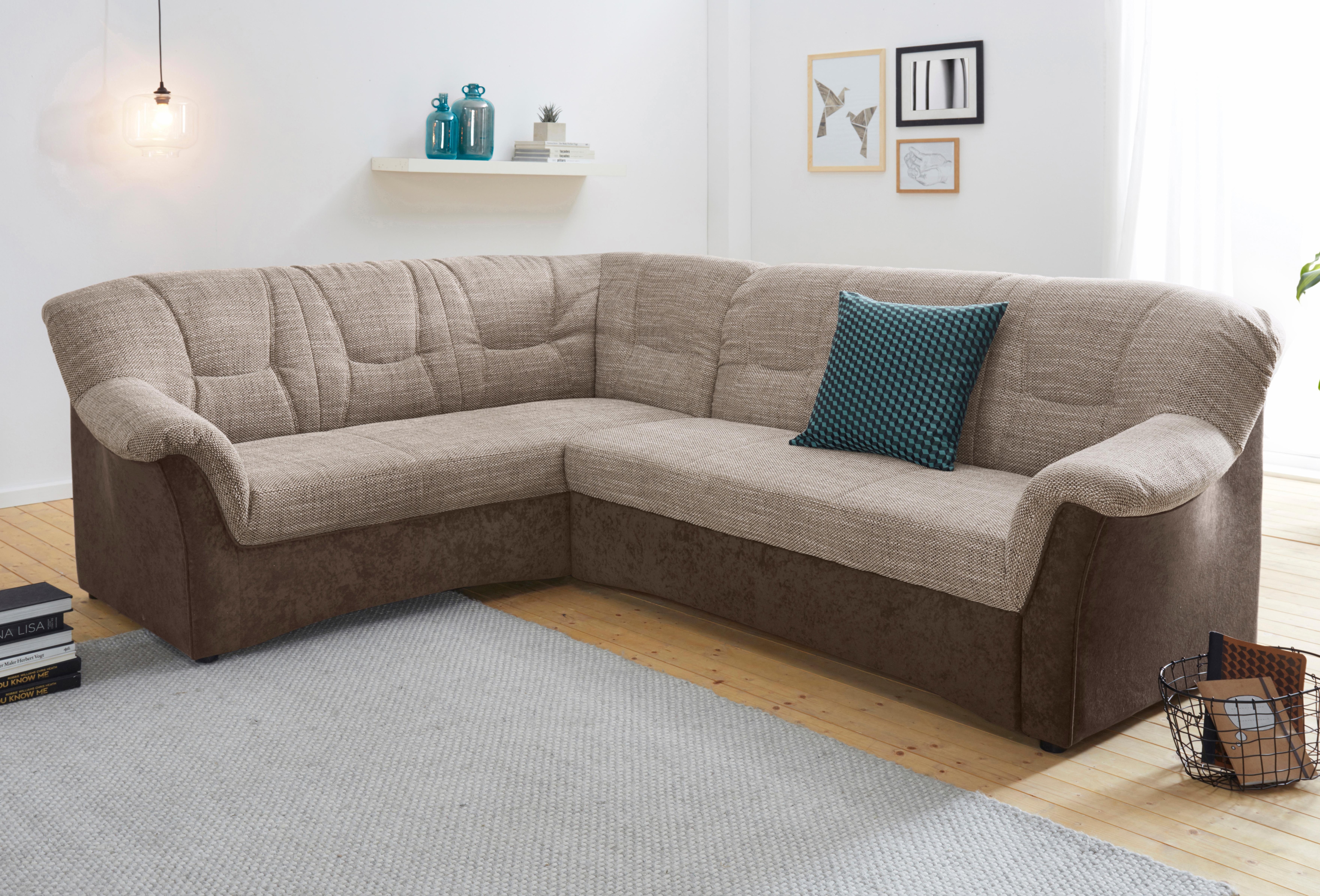 DOMO collection Ecksofa "SARAFINA 240x190 cm, auch mit Federkern für mehr Sitzkomfort" whlw. mit Bettfunktion, elegantes Design, L-Form