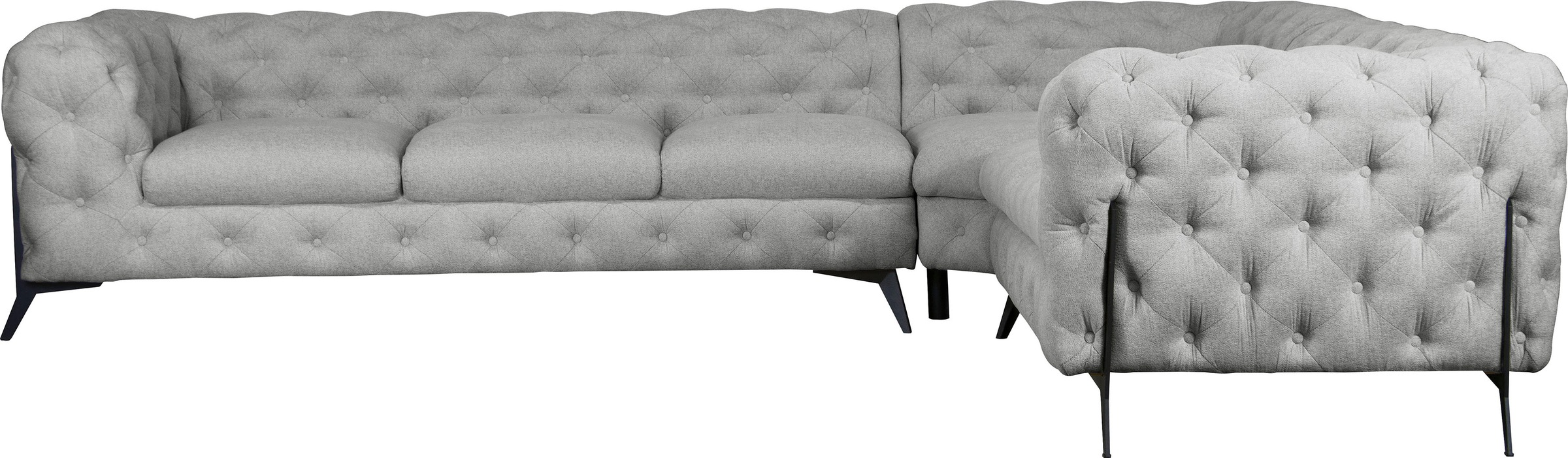 Leonique Chesterfield-Sofa »Amaury L-Form«, großes Ecksofa, Chesterfield-Optik, Breite 323 cm, Fußfarbe wählbar
