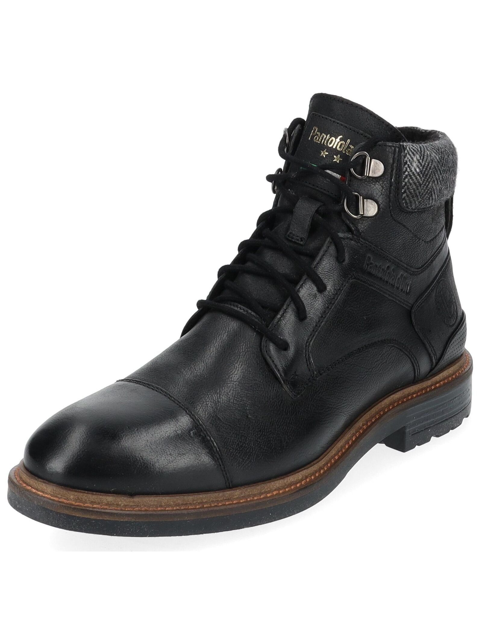 PANTOFOLA D ́ORO Herren Schnürstiefelette "Pantofola d'Oro Stiefelette Leder", Gr. 42, schwarz, Leder, Schuhe