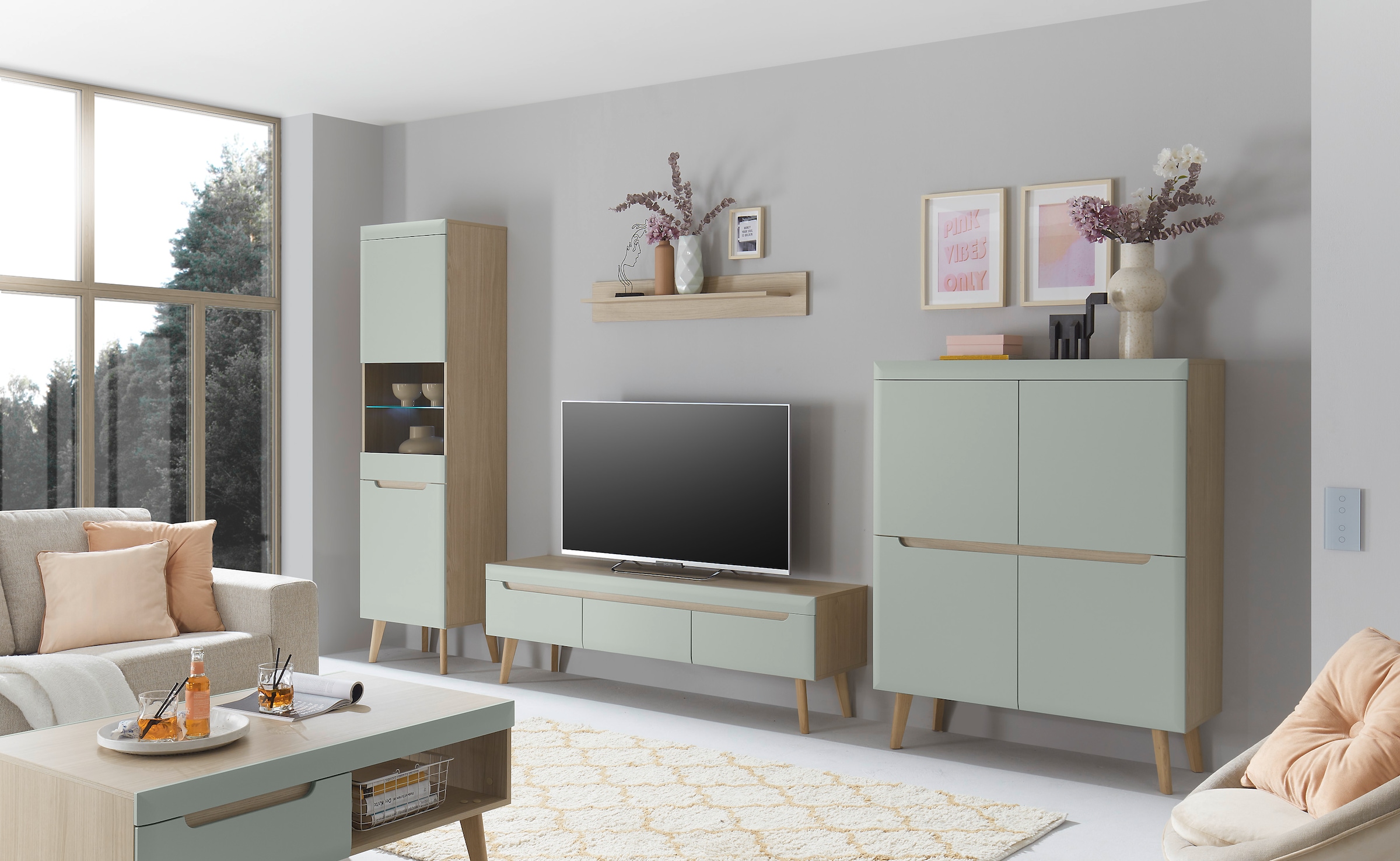 INOSIGN Lowboard »Torge, TV-Unterschrank, TV-Kommode, Fernsehschrank, TV-Board«, (1 St.), abgeschrägte Füße, drei Farben, Scandi Design, 160 cm breit