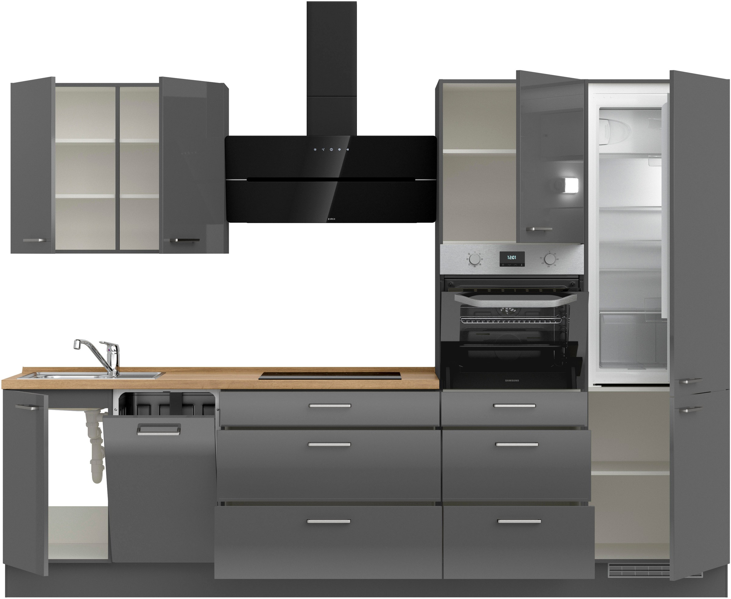 nobilia® Küchenzeile »"Flash II"«, vormontiert, Ausrichtung wählbar, Breite 300 cm, wahlw. mit E-Geräten