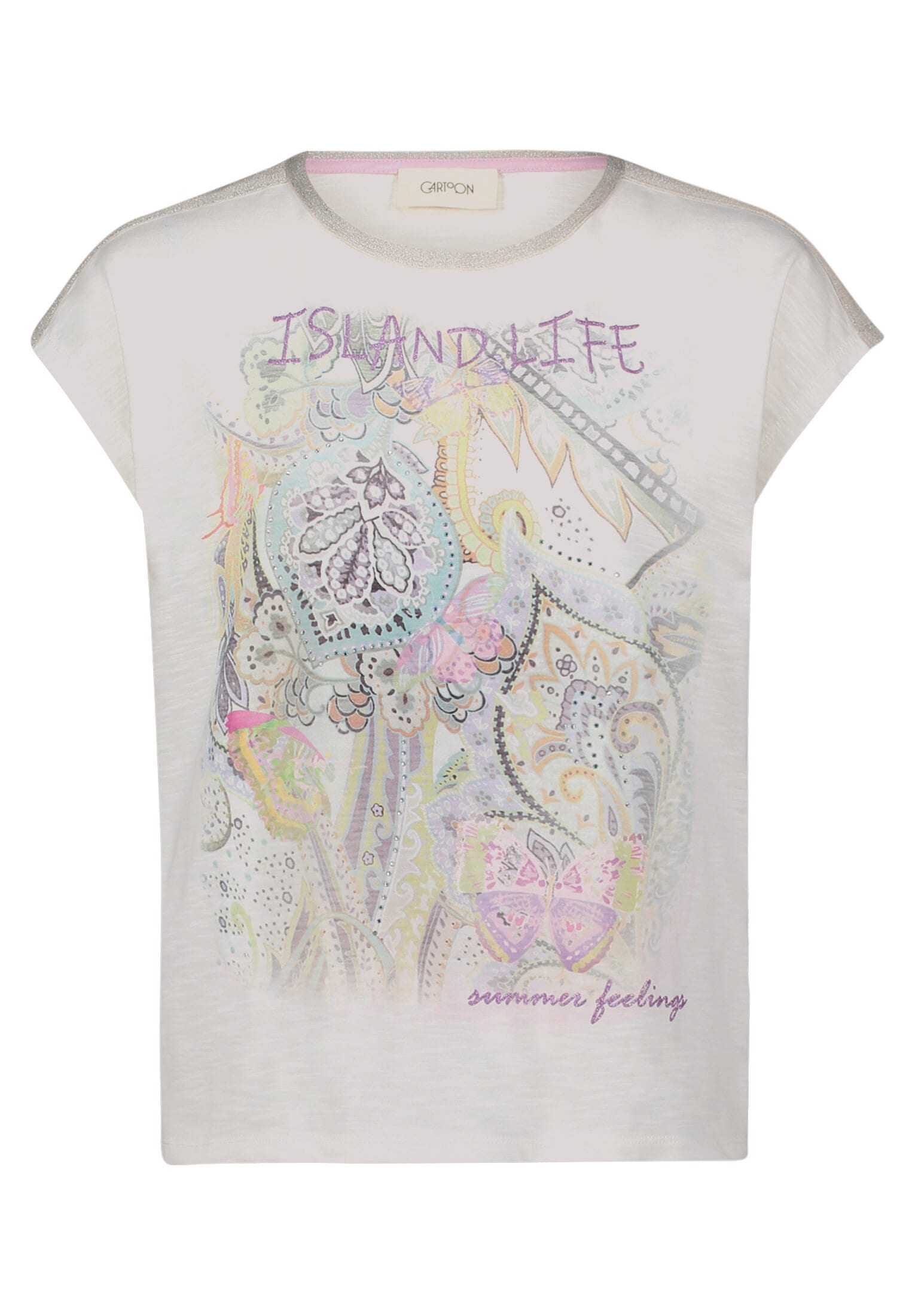 Cartoon Kurzarmshirt »Damen mit Placement« 1 Stk. Aufgesteppte Bänder