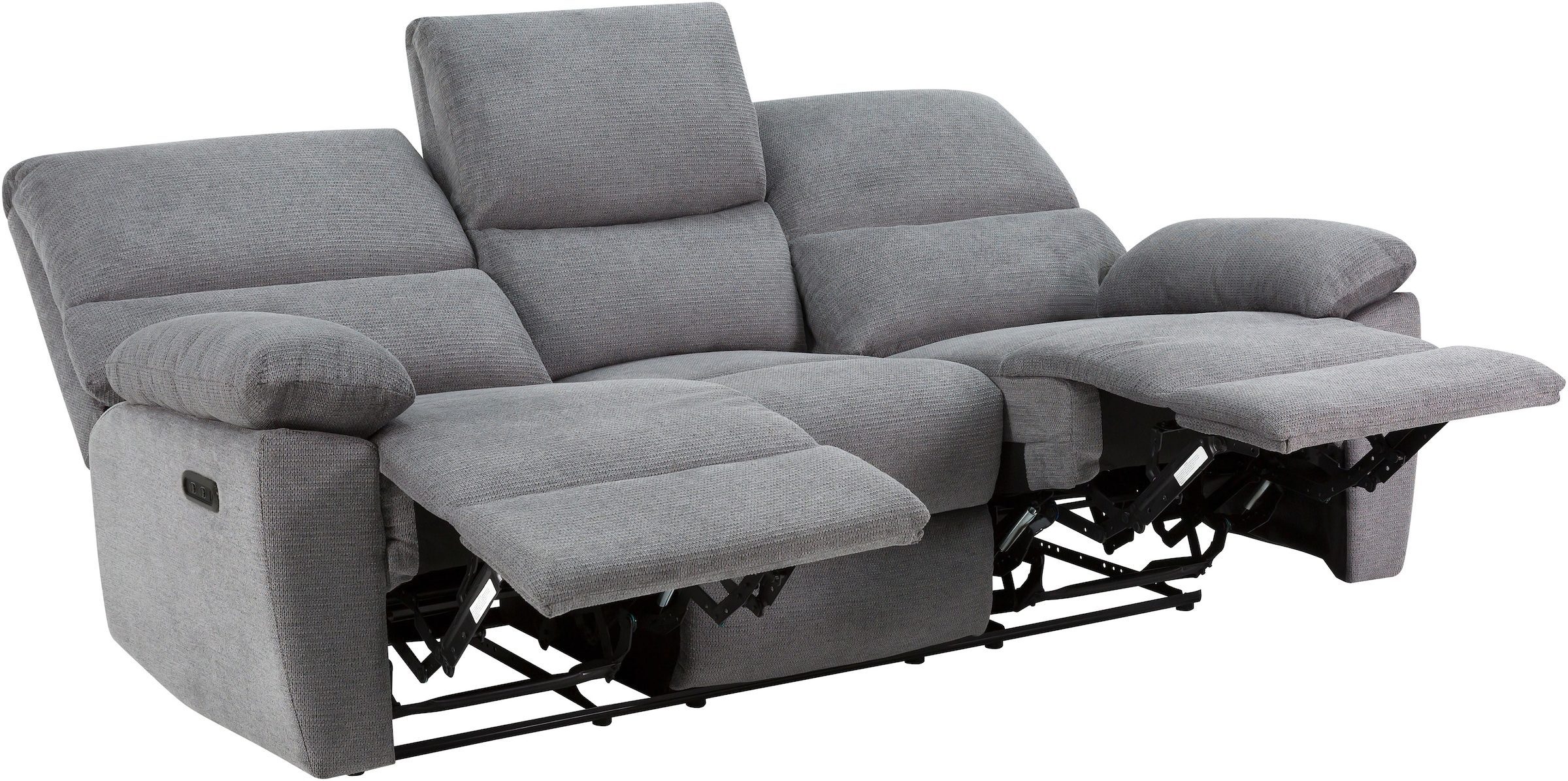 Home affaire 3-Sitzer »LANNOY, manuelle o. elelektrische Relaxfunktion in 2 Sitzen, USB A/C«, Liegefunktion (105°-150°), Reclinersofa, Webstoff, Federkern