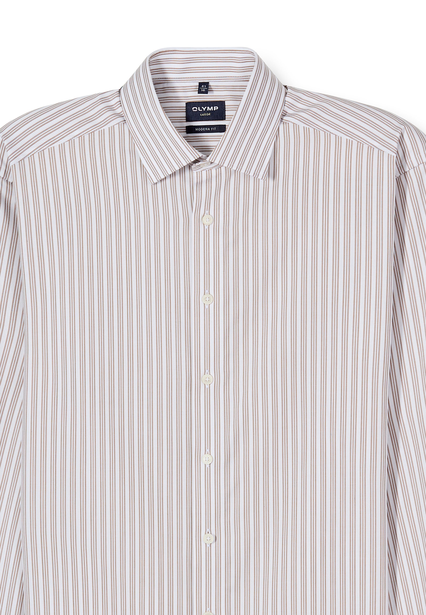 Businesshemd OLYMP "OLYMP Luxor, modern fit, New Kent", Herren, Gr. 45, Normaler Arm, nougat, 100% Baumwolle, Hemden 2