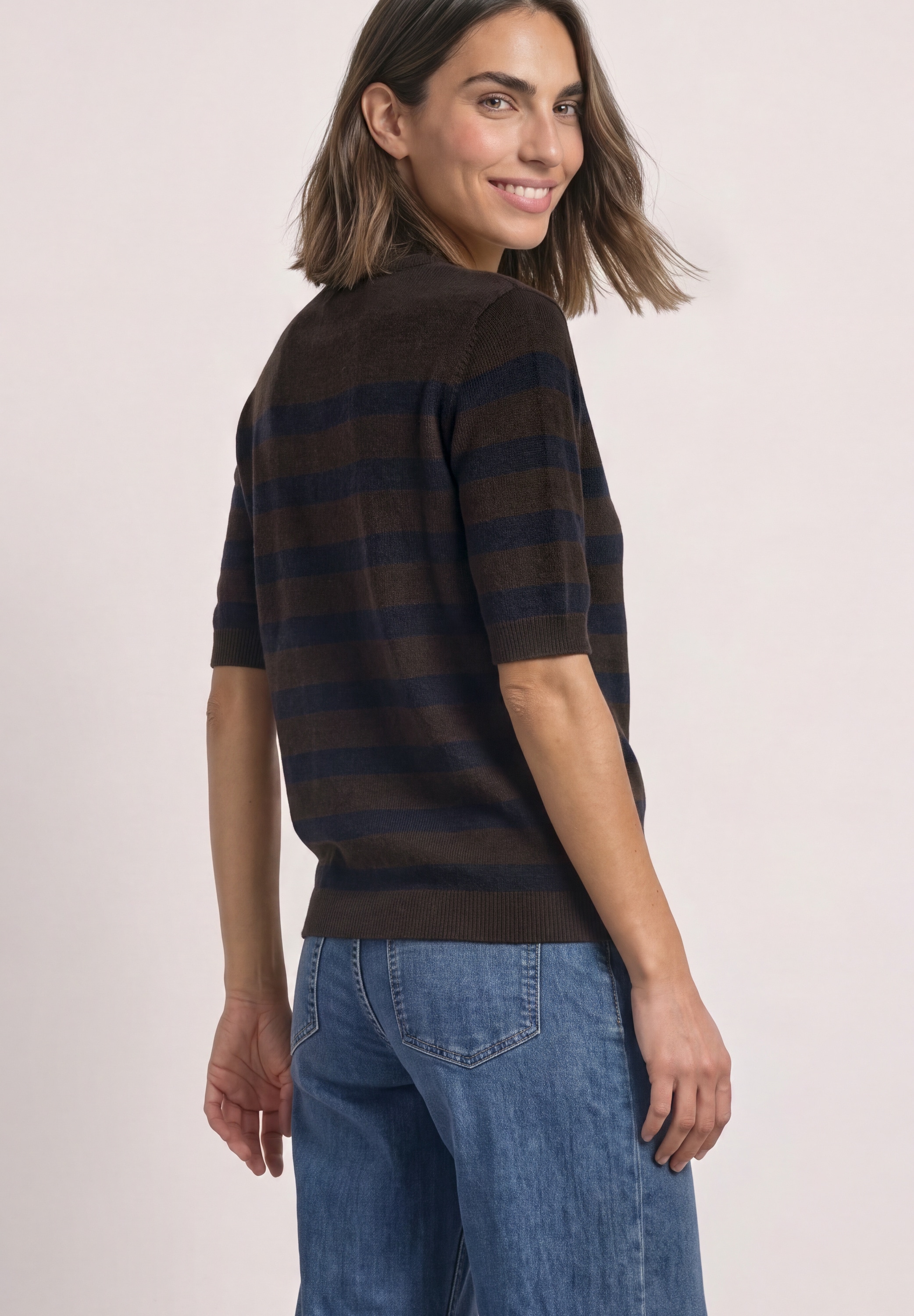 STREET ONE Kurzarmpullover mit Stehkragen
