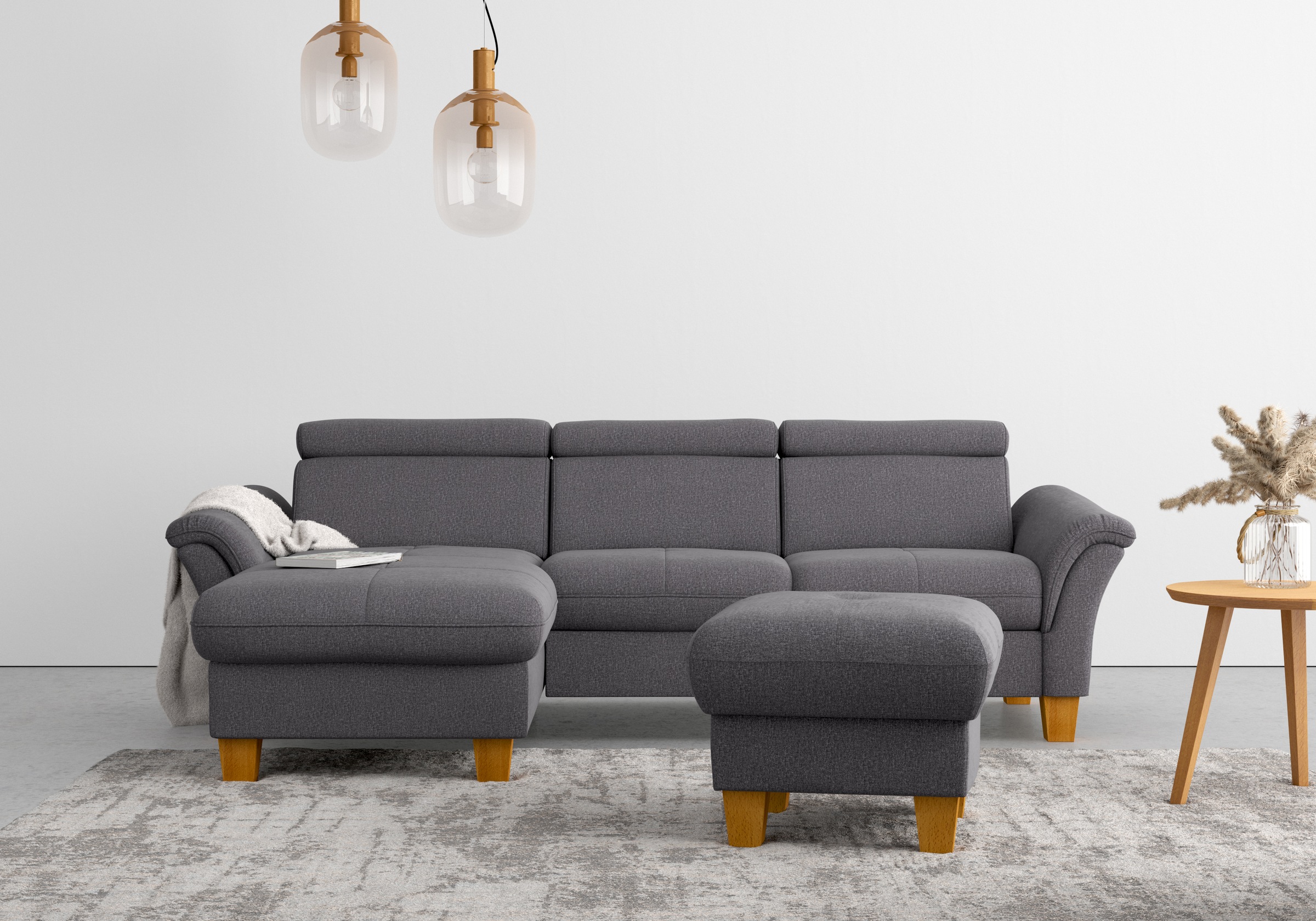 OTTO home Ecksofa "Lindgren L-Form" wahlweise mit Bett mit klappbaren Rollen, Kasten und Kopfverstellung