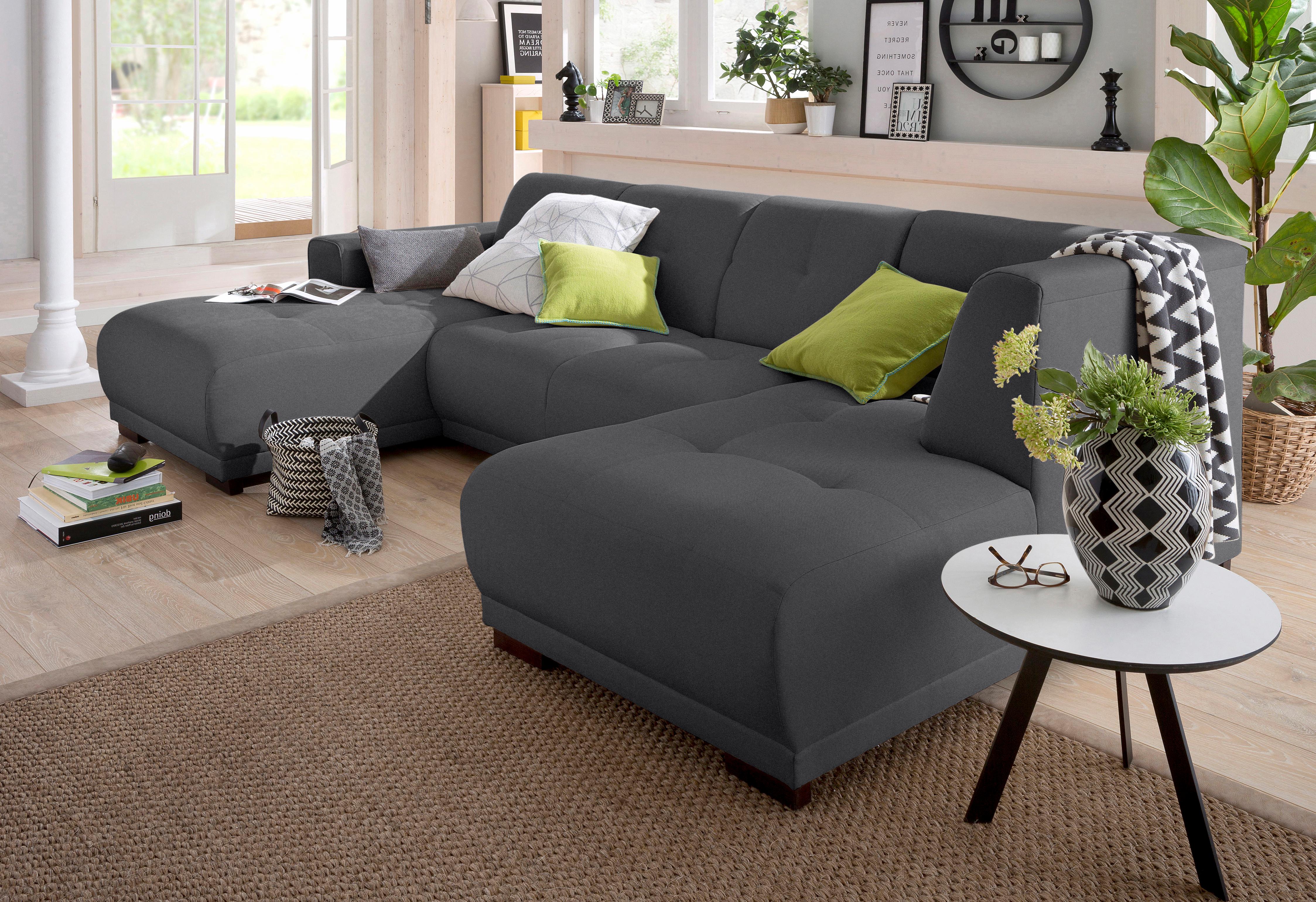 Home affaire Wohnlandschaft "Langeland U-Form" incl. 2 Zierkissen, Recamiere wahlweise links oder rechts