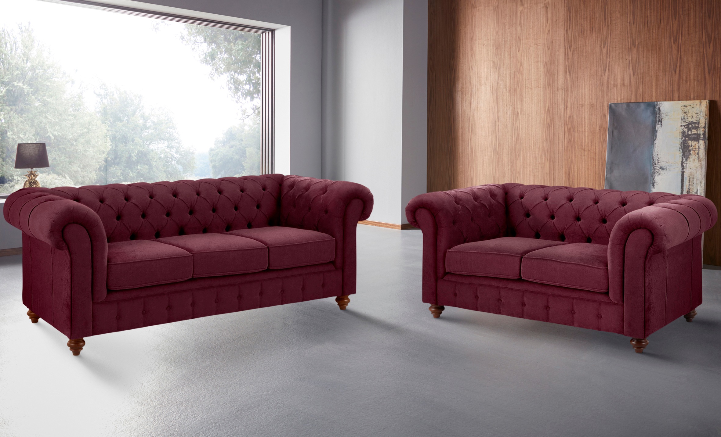 Home affaire Sitzgruppe »Chesterfield«, (2 tlg.), hochwertige Knopfheftung, bestehend aus 2- und 3-Sitzer