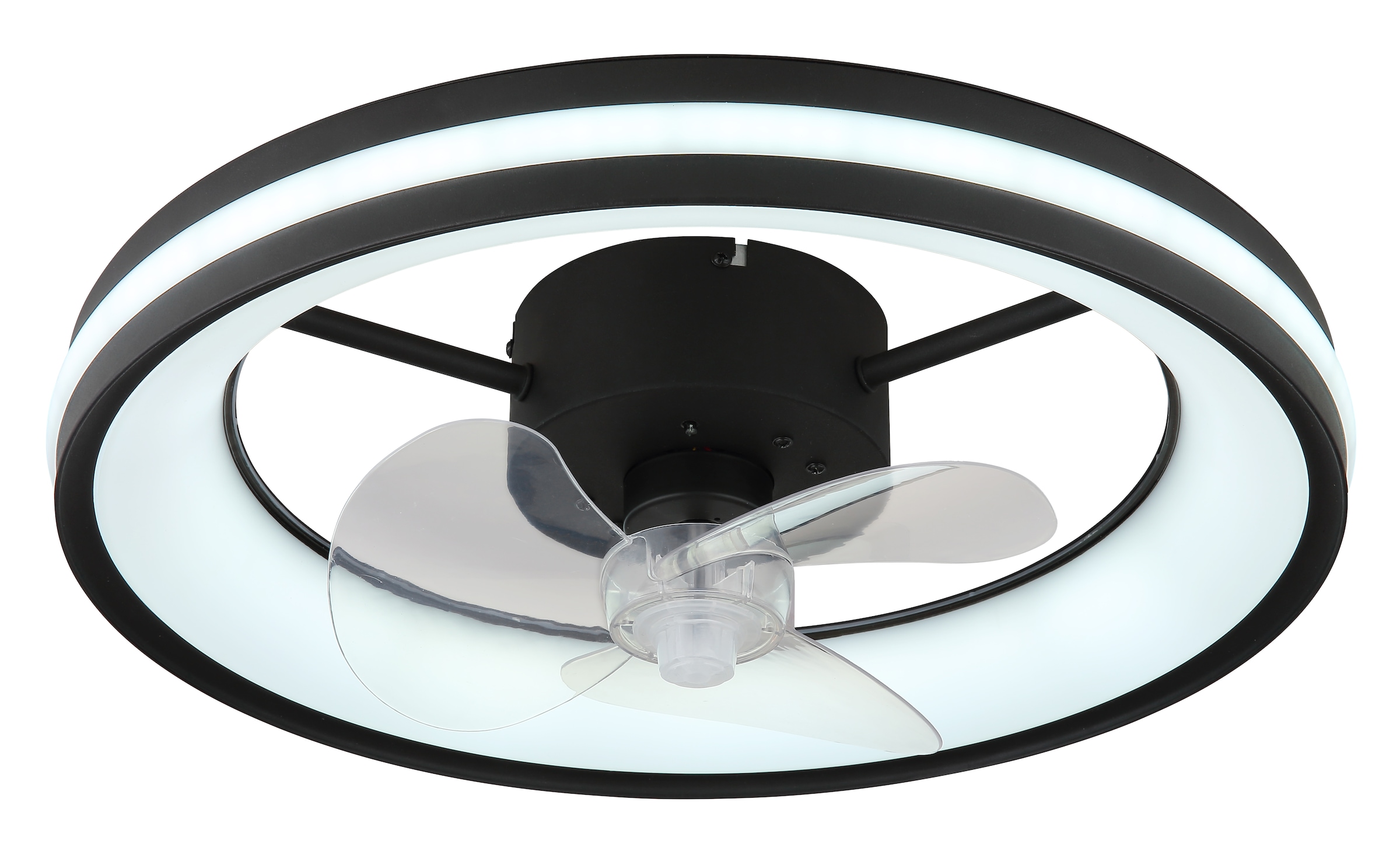 GLOBO LIGHTING Deckenleuchte »GATIAN«, Leuchtmittel LED-Modul | LED fest integriert, Ventilator/ Büro / Wohnbereich / Schlafzimmer / schwarz / rund