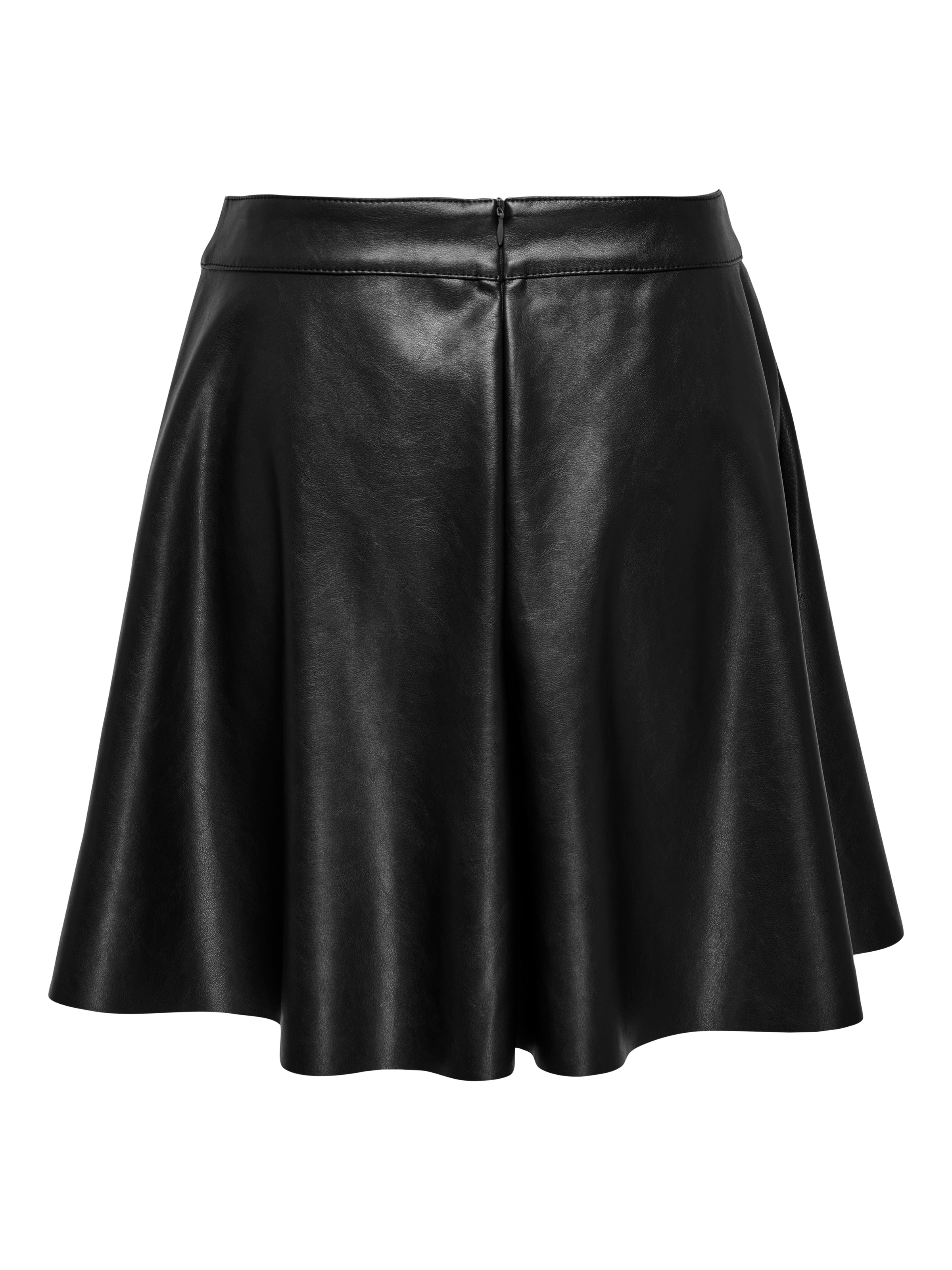 Lederimitatrock ONLY "ONLUNA FAUX LEATHER FLARED SKIRT OTW", Damen, Gr. S (36), schwarz, Web, Obermaterial: 100% Polyester, unifarben, regular fit kniefrei, Röcke 2