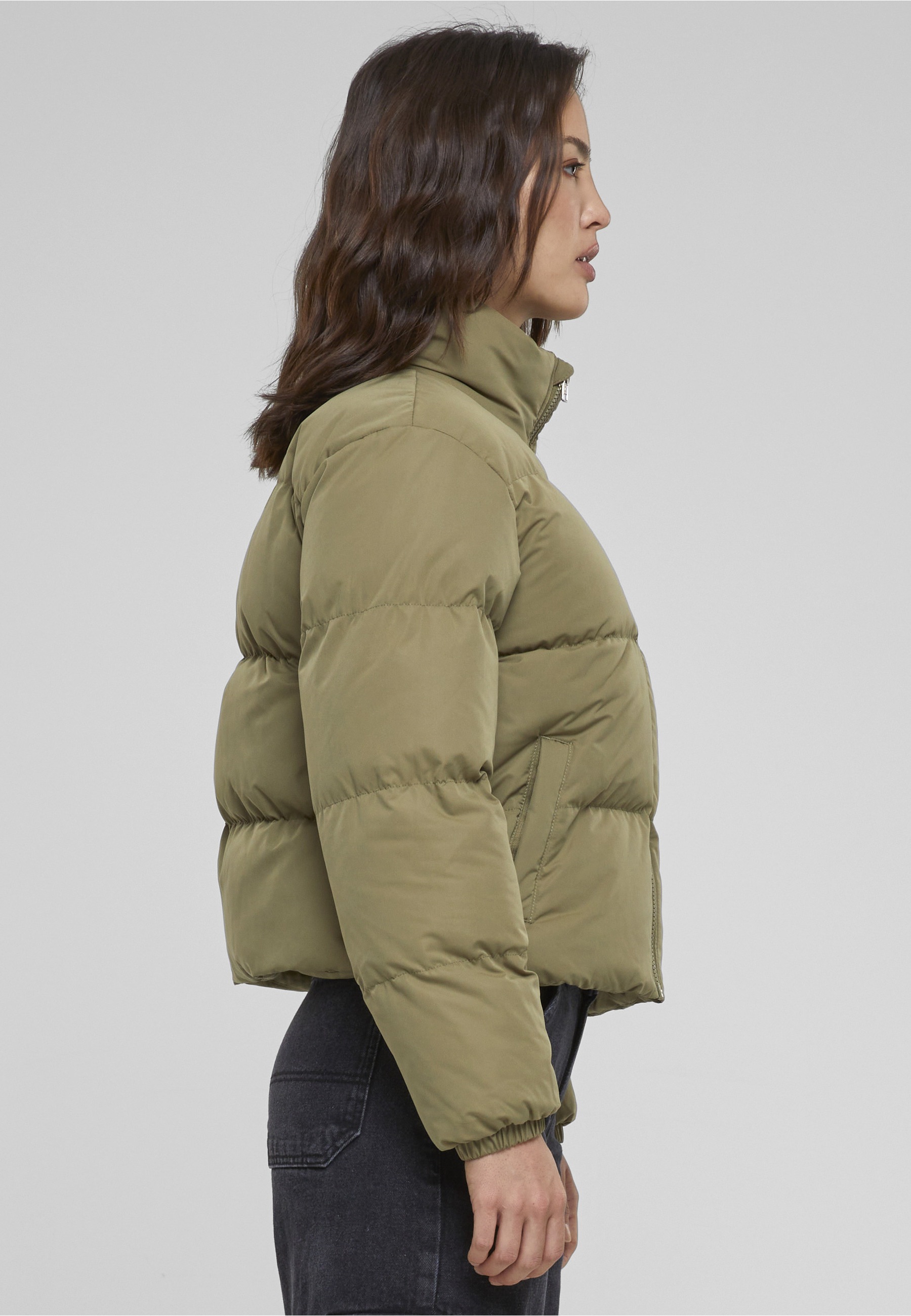 URBAN CLASSICS Winterjacke »Urban Classics Damen Ladies Short Peached Puffer Jacket« 1 Stk. tlg. ohne Kapuze