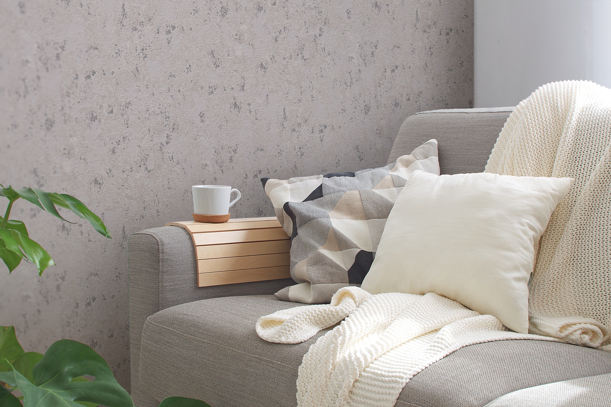 A.S. Création Vliestapete »Casual Living Struktur-Tapete Unitapete Putzoptik Putzoptik«, leicht glänzend, Vliestapete einfarbig für Schlafzimmer Küche Wohnzimmer Struktur Flur
