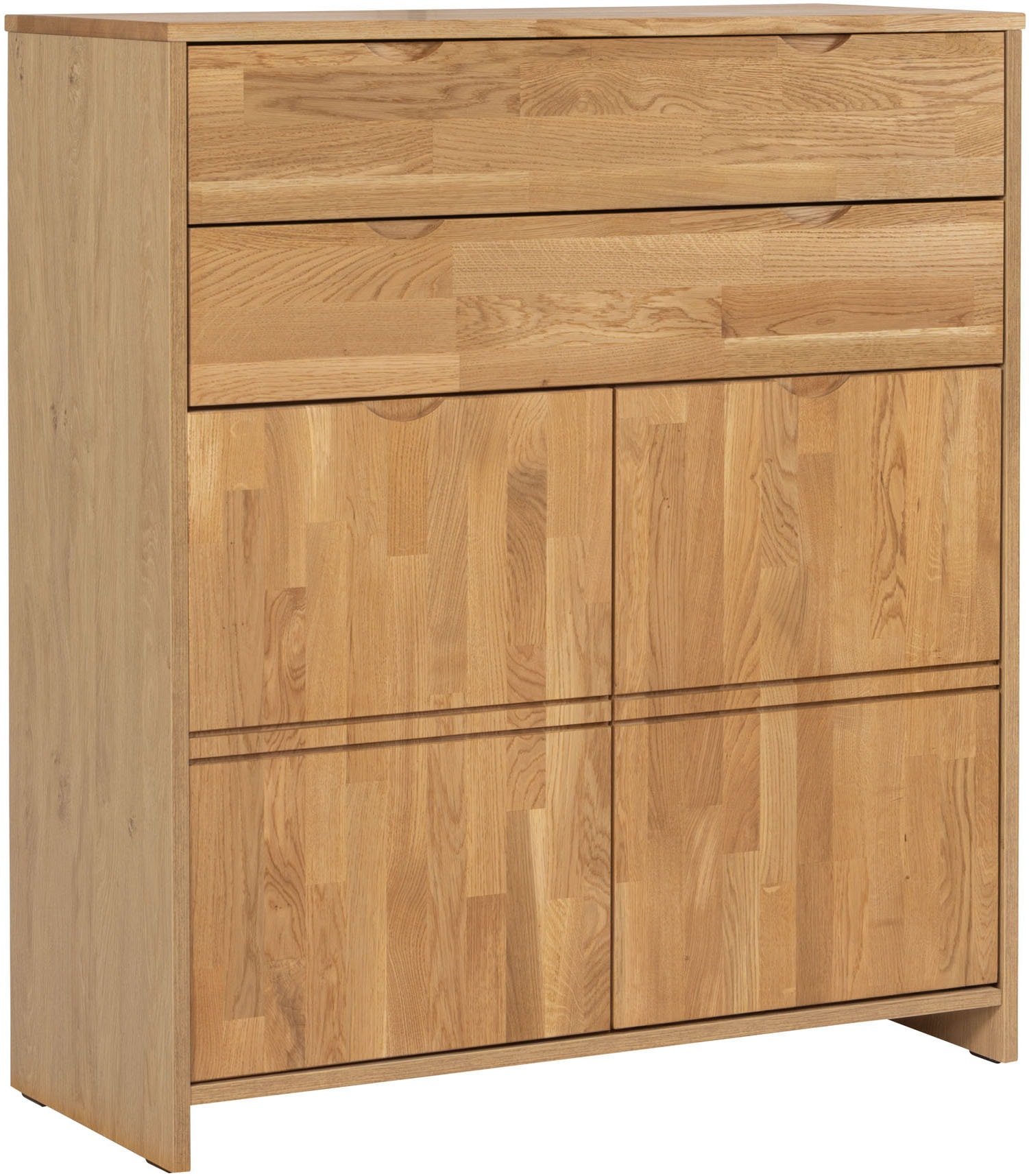 OTTO home Highboard "Maximus: 3 geräumige Fächer, 2 Softclose Schubladen,Hochwertig,Zeitlos" B/T/H: 96/38/107cm, Massivzholz Fronten&Oberdeckel, Korpus aus Melamin