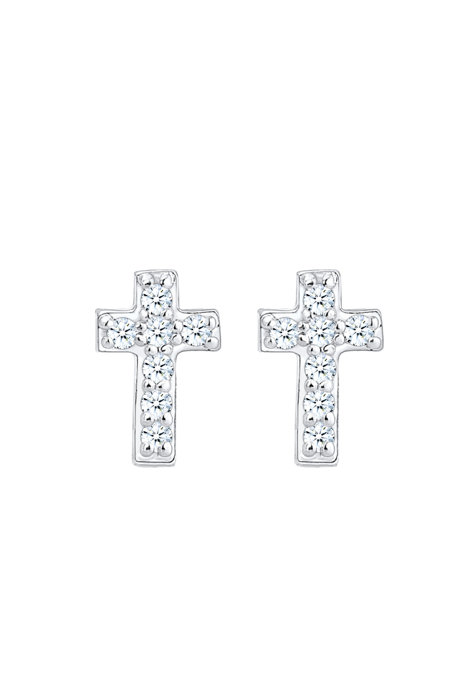 Elli DIAMONDS Paar Ohrstecker »Ohrstecker Kreuz Diamant Weiß (0.007 ct) 925 Sterling Silber«