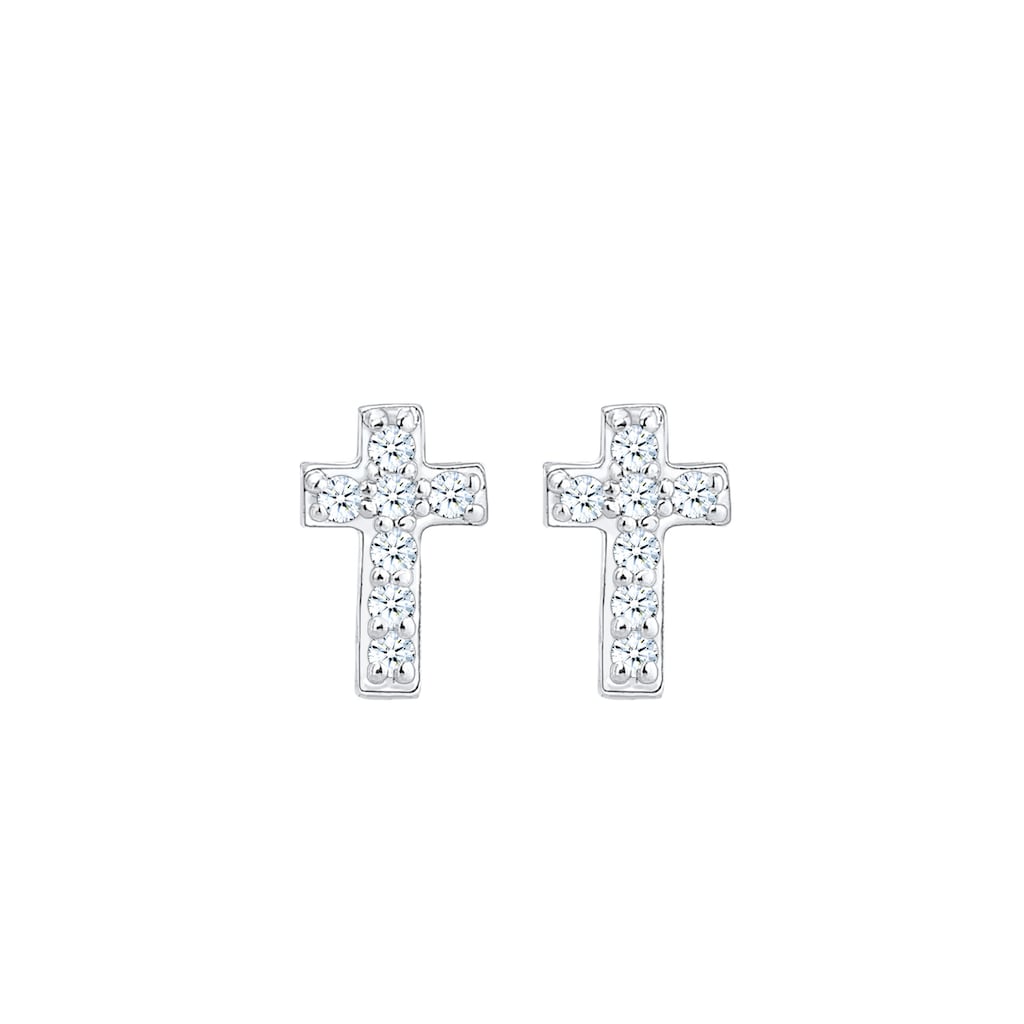 Elli DIAMONDS Paar Ohrstecker »Stecker Kreuz Glaube Diamant (0.07 ct.) 925 Silber«