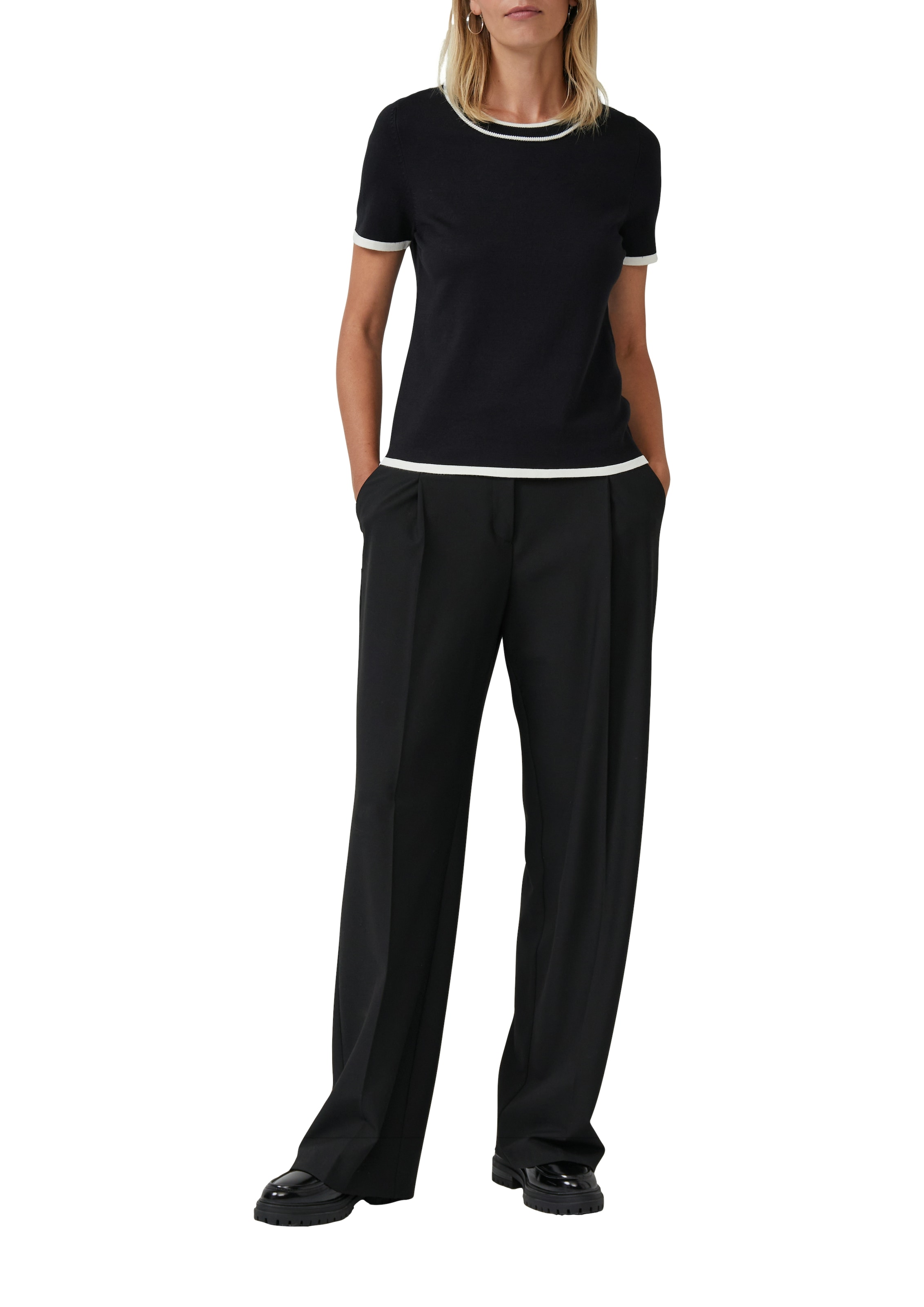 s.Oliver BLACK LABEL Kurzarmpullover, Feinstrick, in Rundhalsform günstig online kaufen