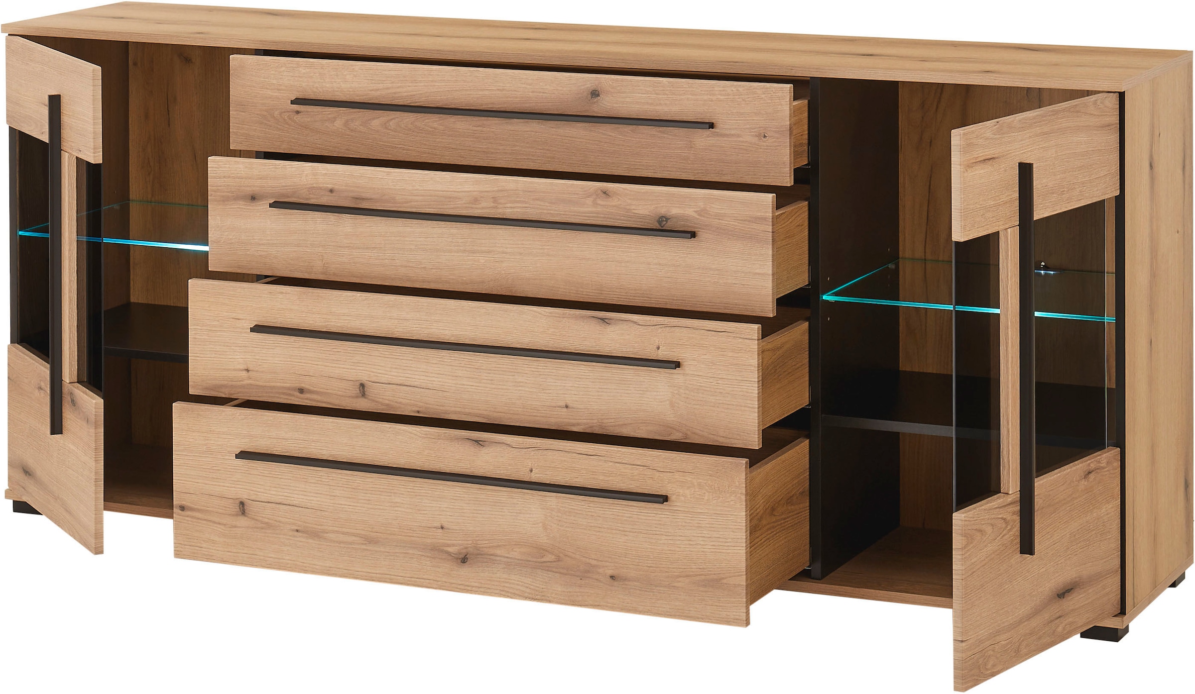 INOSIGN Sideboard »Cantara, moderner Schrank, Kommode in Eiche Evoke oder weiß«, schwarze Stangengriffe, ausreichend Stauraum, vielseitig einsetzbar