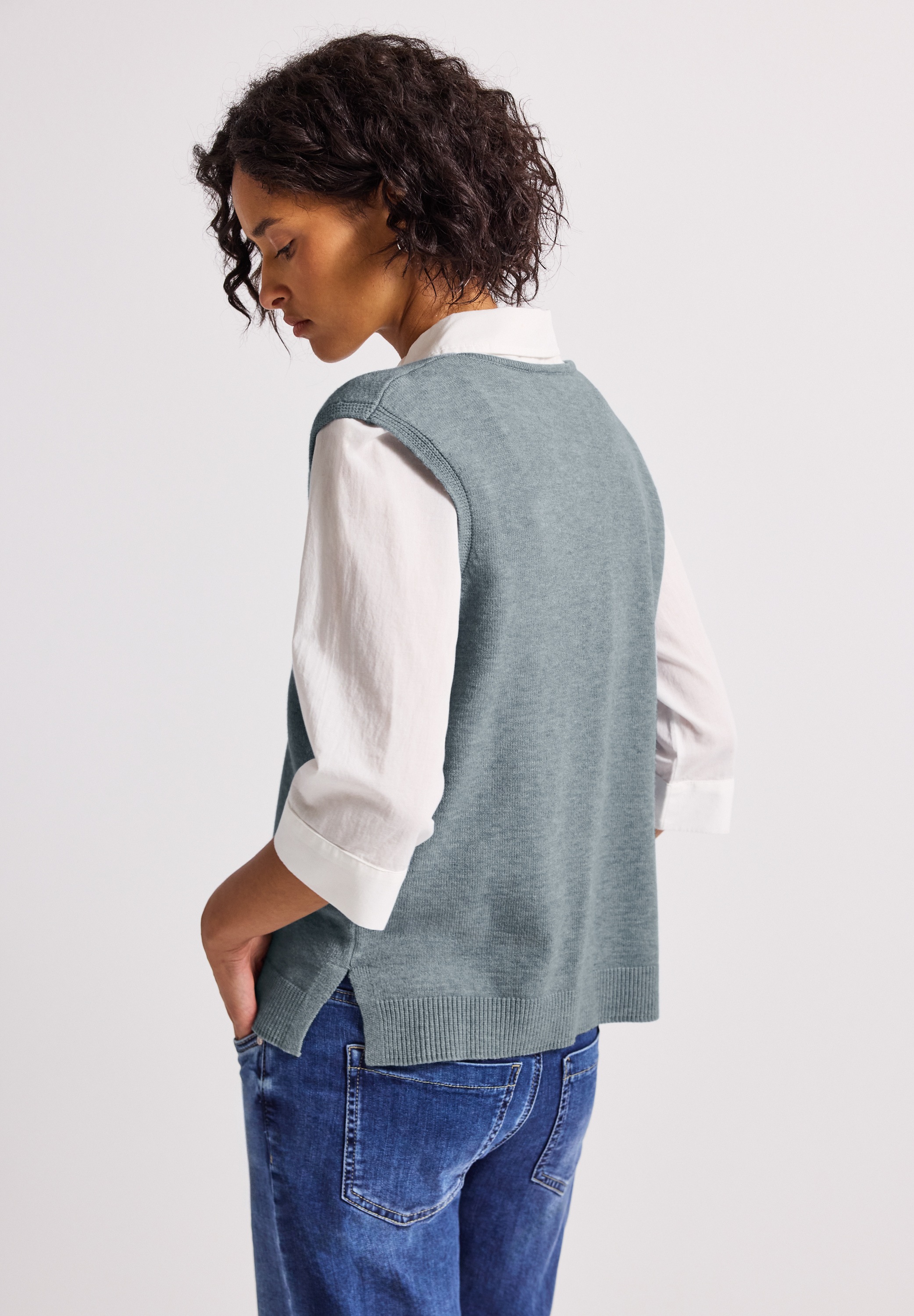 STREET ONE Kurzarmpullover, aus softem Materialmix