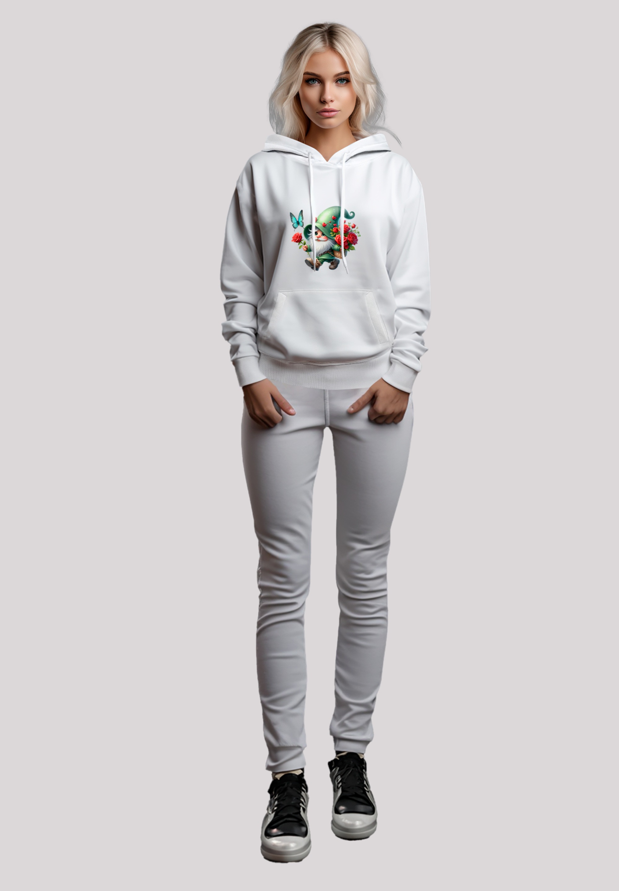 F4NT4STIC Kapuzenpullover »Gnom Frühling Blumen Schmetterling«, Premium Qualität
