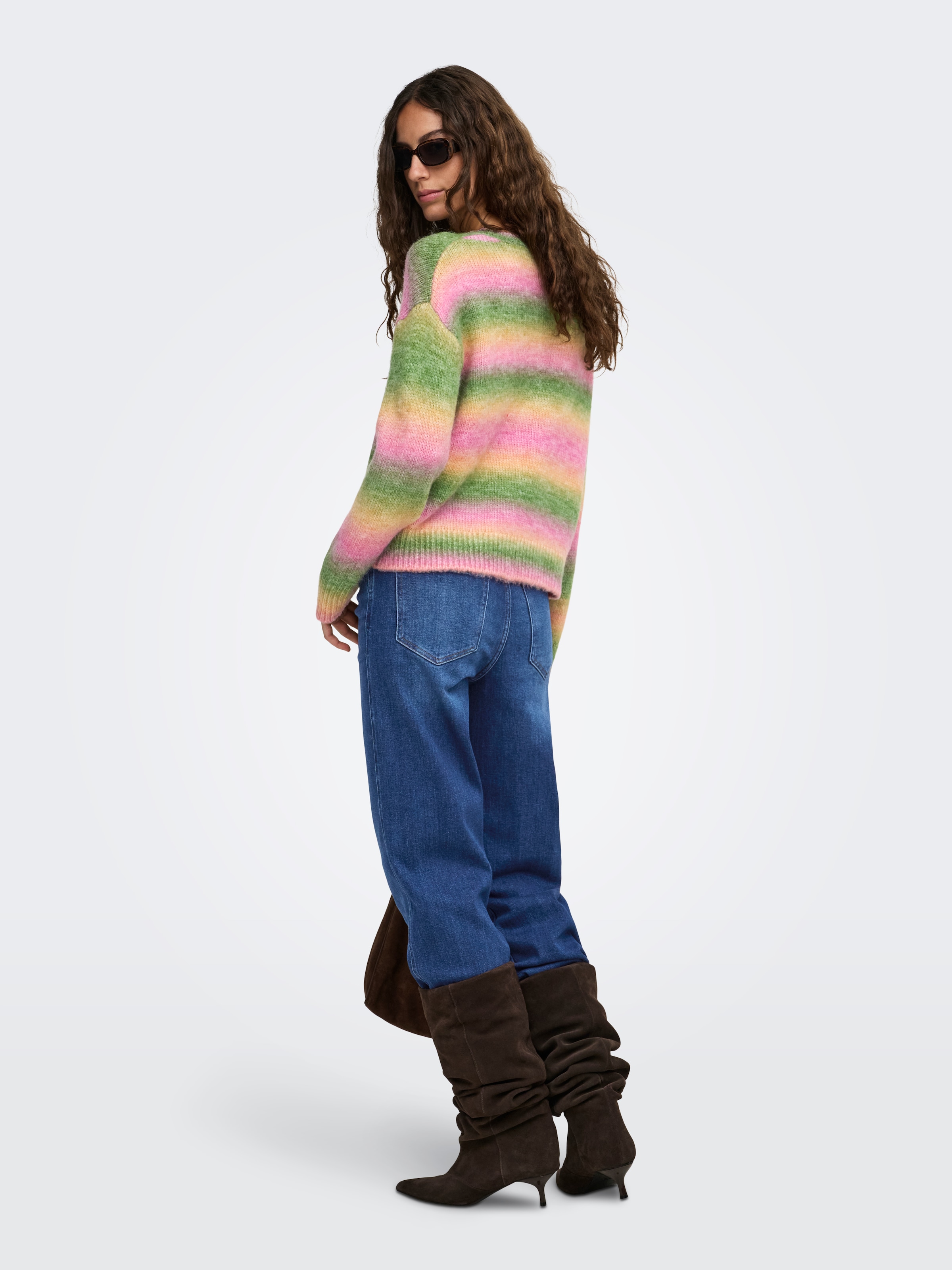 ONLY Strickpullover »ONLDUBLIN LS SPACE DYE O-NECK KNT« Materialmix, regular fit, Strickmuster