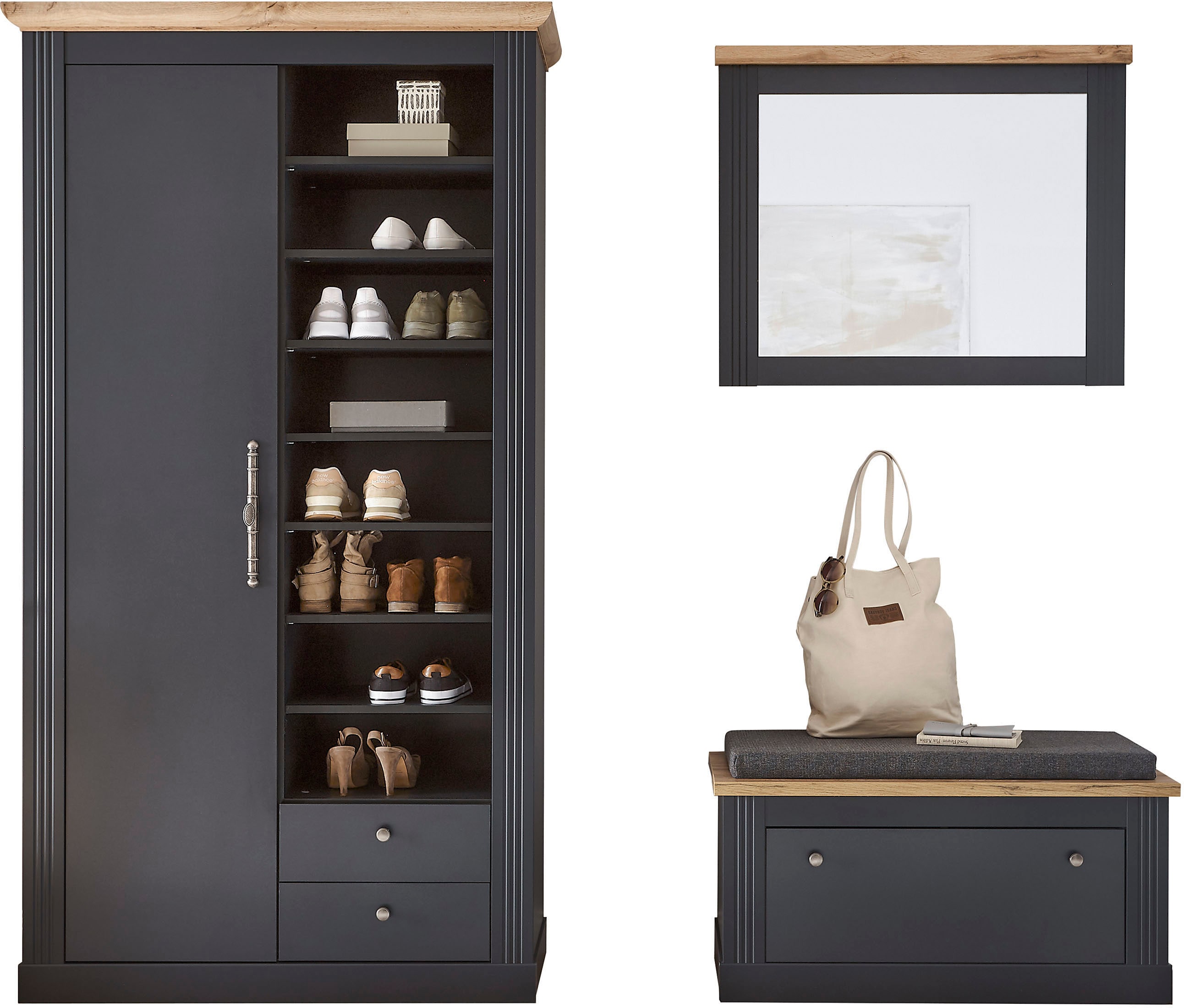 OTTO home Garderoben-Set "Westminster, Garderobe im Landhausstil, Komplettset mit viel Stauraum" 3 Stk. tlg.