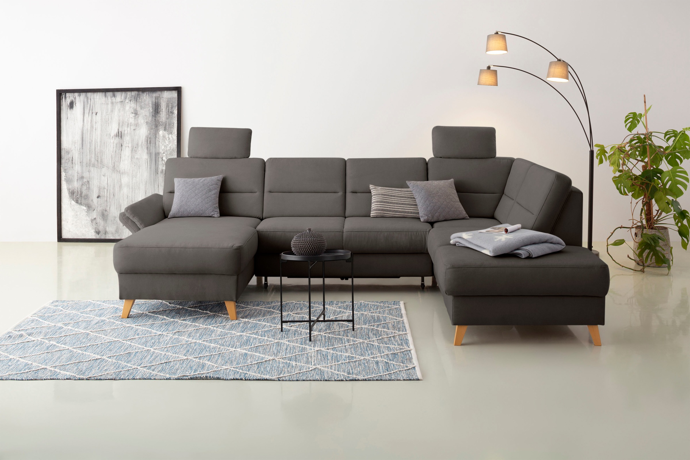 Home affaire Wohnlandschaft "Westerland U-Form" Federkern, wahlweise Bettfu günstig online kaufen