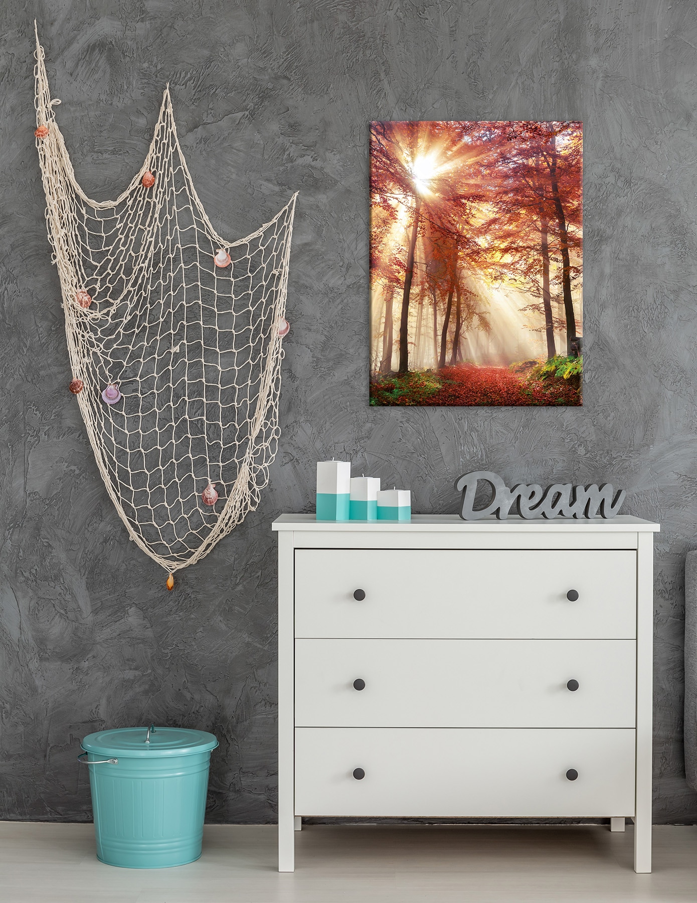 Bönninghoff Leinwandbild »Wandbild HERBSTWALD 46x61 cm – Leinwandbild Keilrahmen Deko modern« Wald 1 Stk. tlg. auf Keilrahmen gespannt