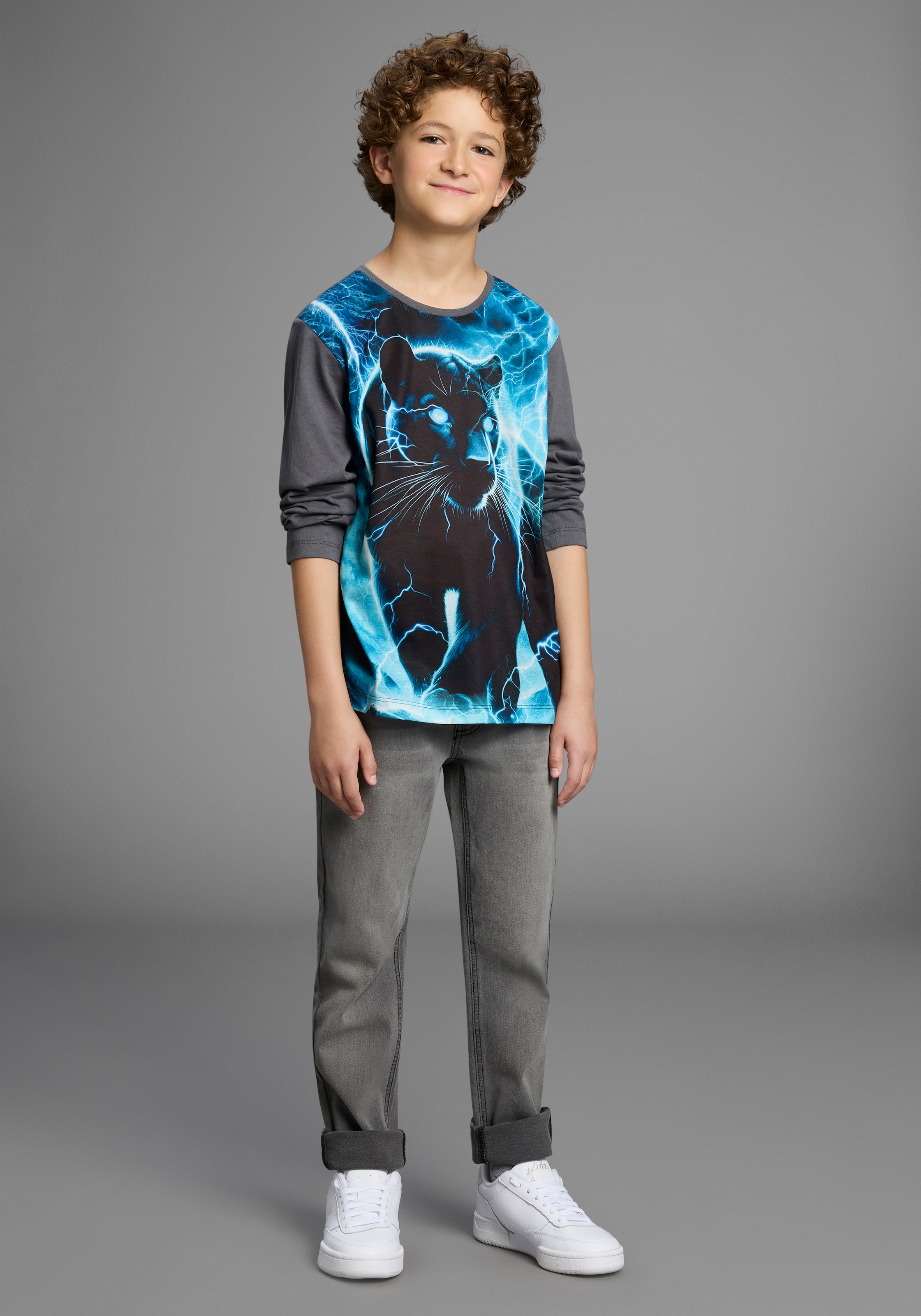 KIDSWORLD Langarmshirt »PANTHER, Fotoprint«, Shirt mit Fotodruck, Gecko