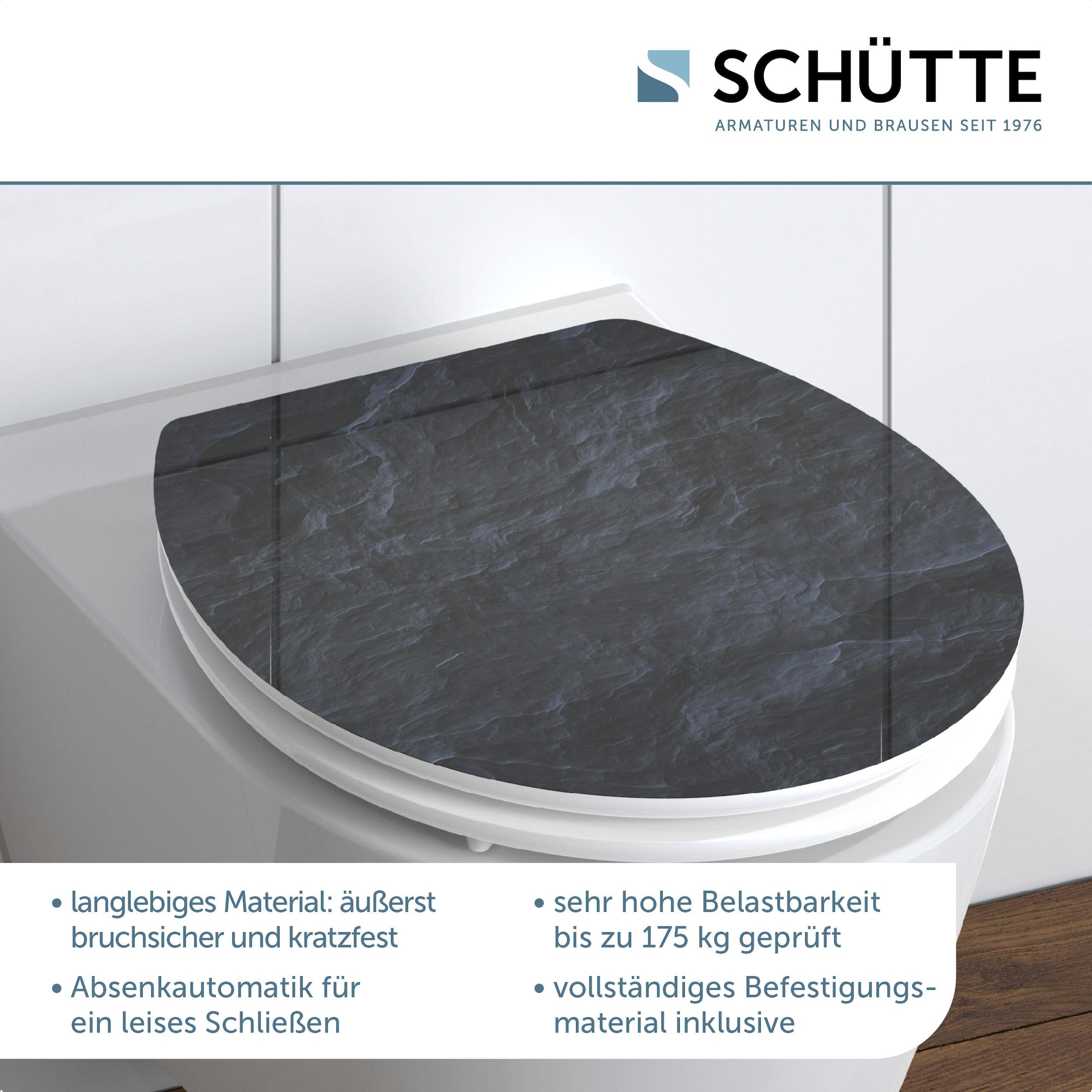 Schütte WC-Sitz "BLACK STONE", High Gloss mit MDF Holzkern, mit Absenkautom günstig online kaufen