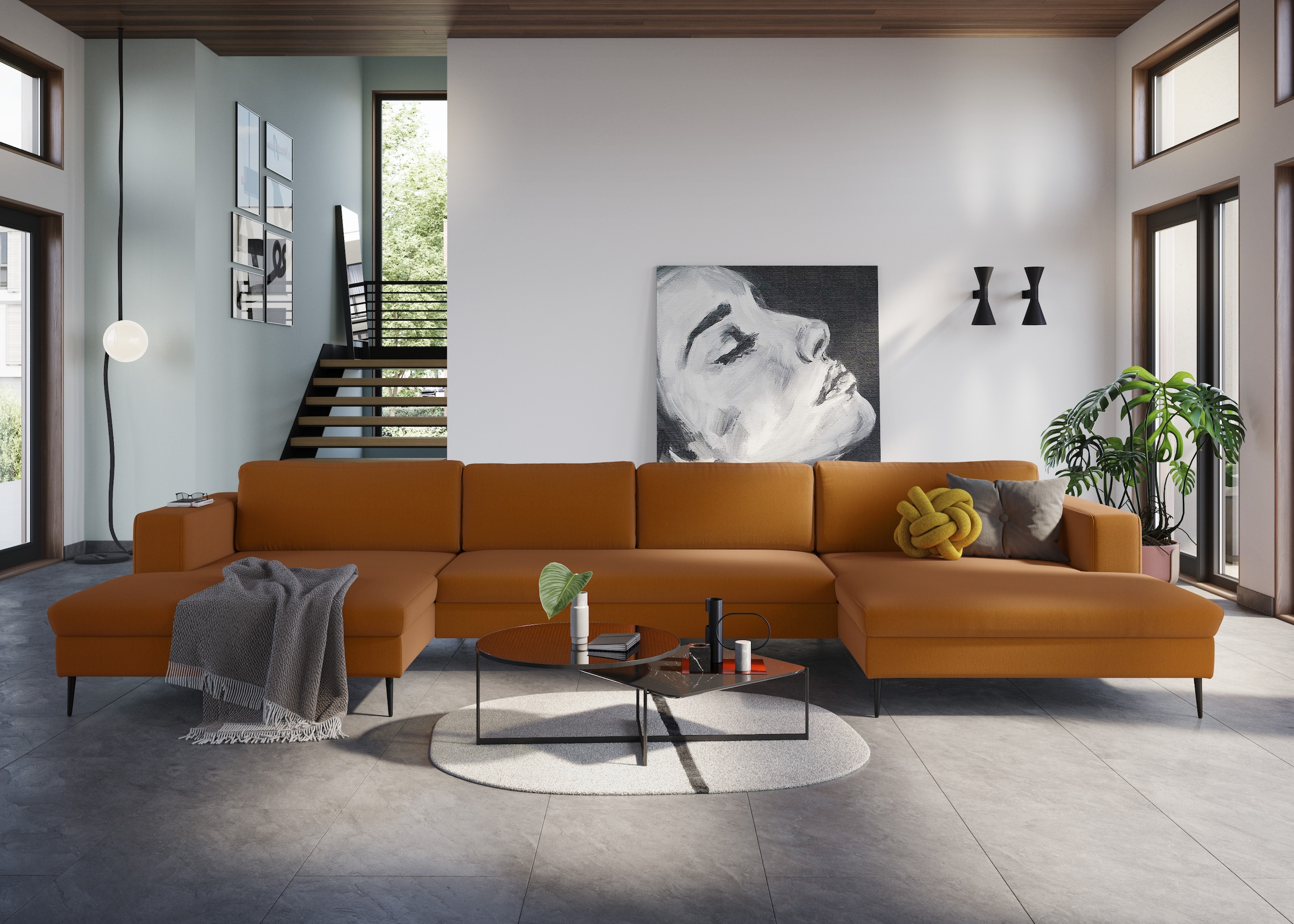 DOMO collection Wohnlandschaft "Modica U-Form aktuelles, kubisches Design m günstig online kaufen