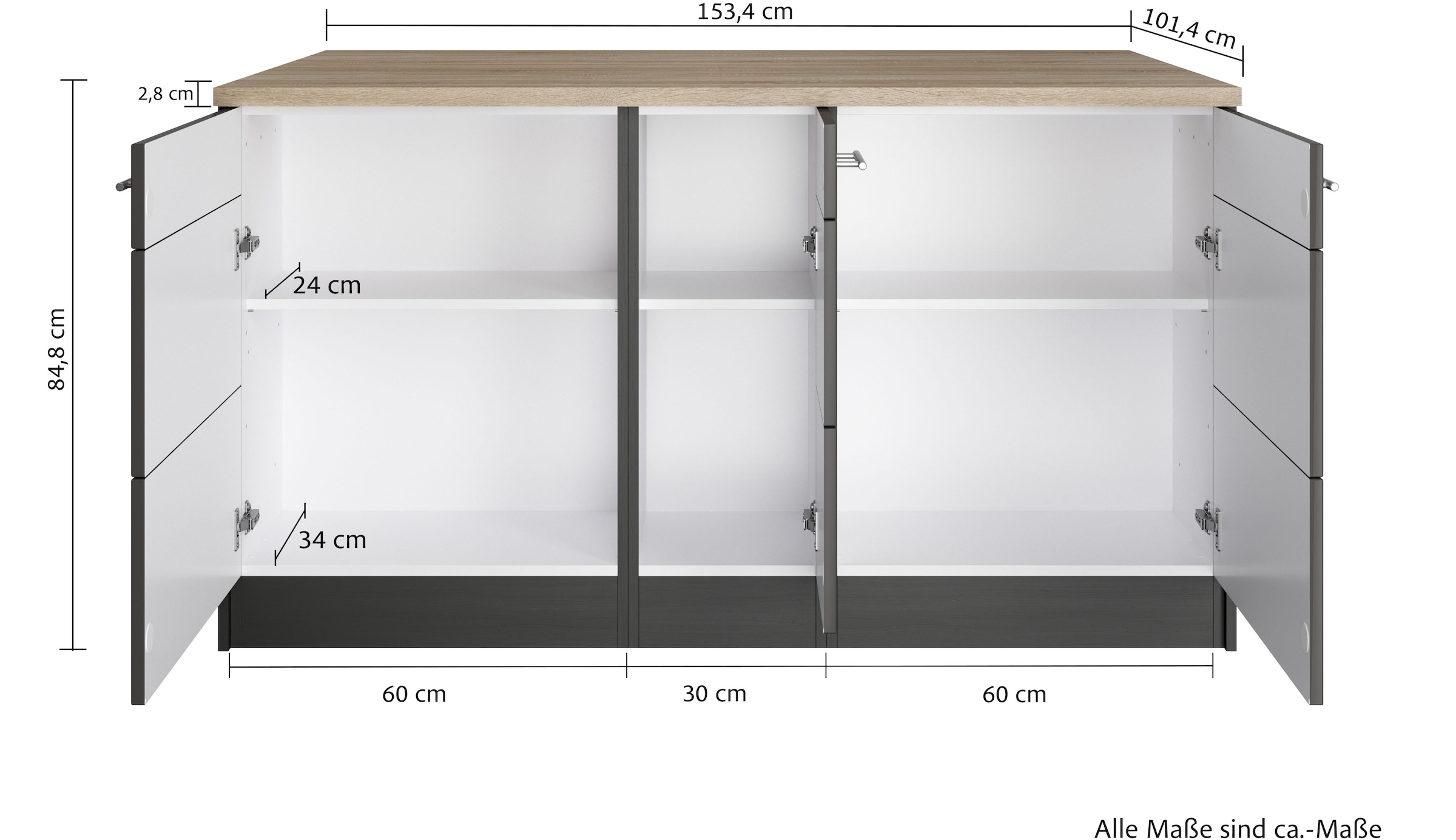 HELD MÖBEL Kücheninsel »Wien«, Breite 153 cm, MDF-Fronten, Flaschenregal