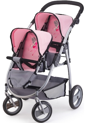 Bayer Puppen-Zwillingsbuggy »rosa/grau«