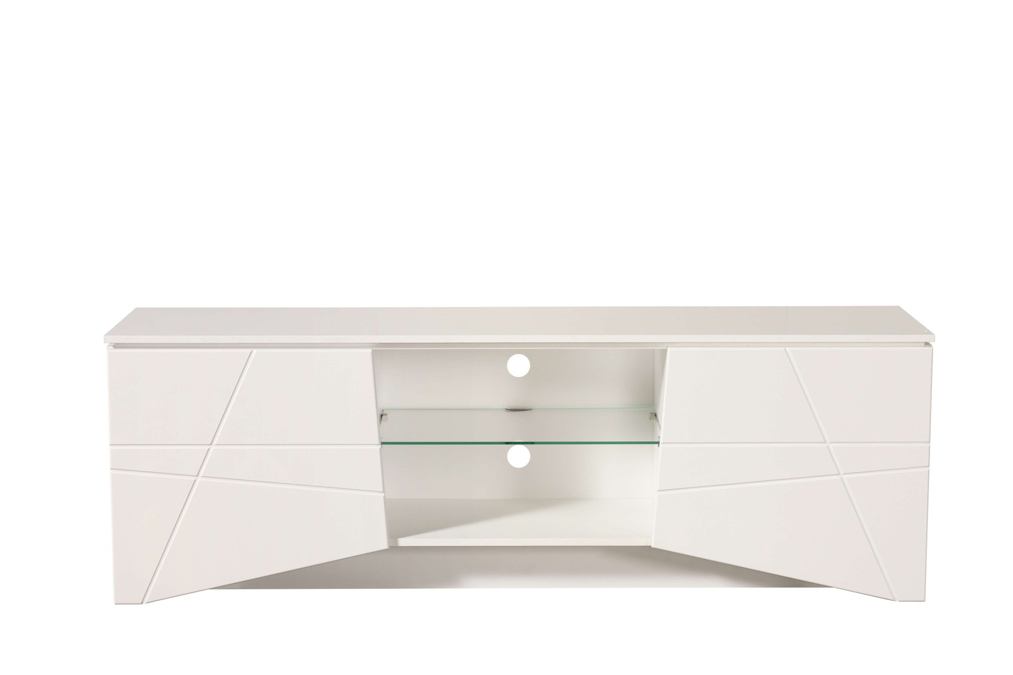Home affaire Lowboard "Cadiz TV-Board" TV-Kommode mit Hochglanzfronten und Fräsungen, Glasboden
