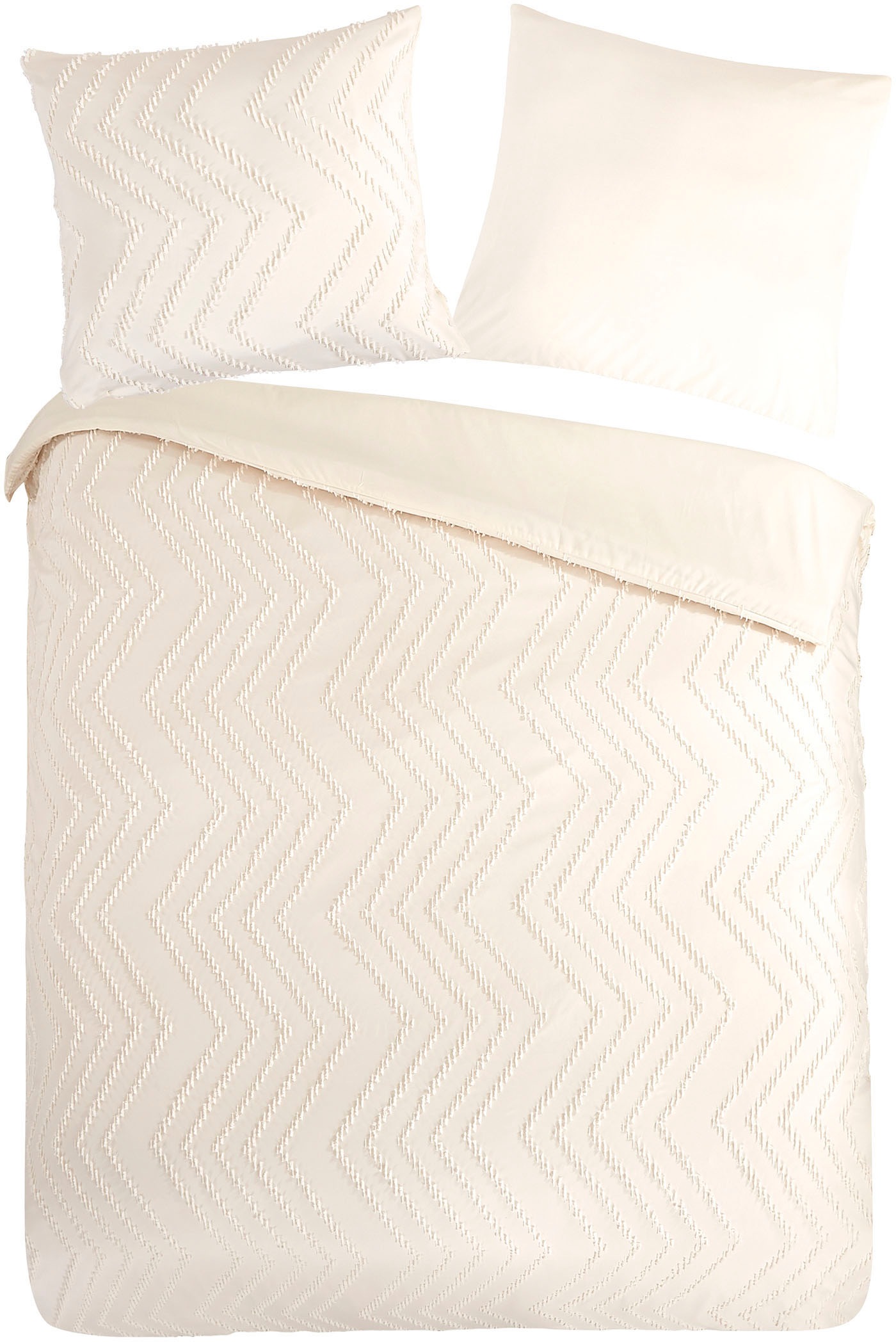 PURE luxury collection Bettwäsche »Zigzag«, Mikrofaser, 135x200, 2 Teilig, Pflegeleicht, Reißverschluss, Luxe, Uni