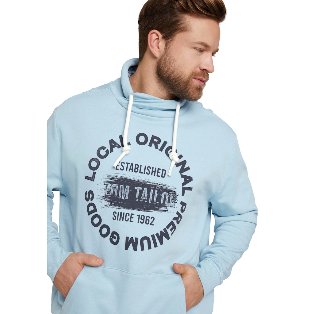 Herrenmode Pullover & Sweatshirts TOM TAILOR PLUS Kapuzensweatshirt, mit Logoprint hellblau