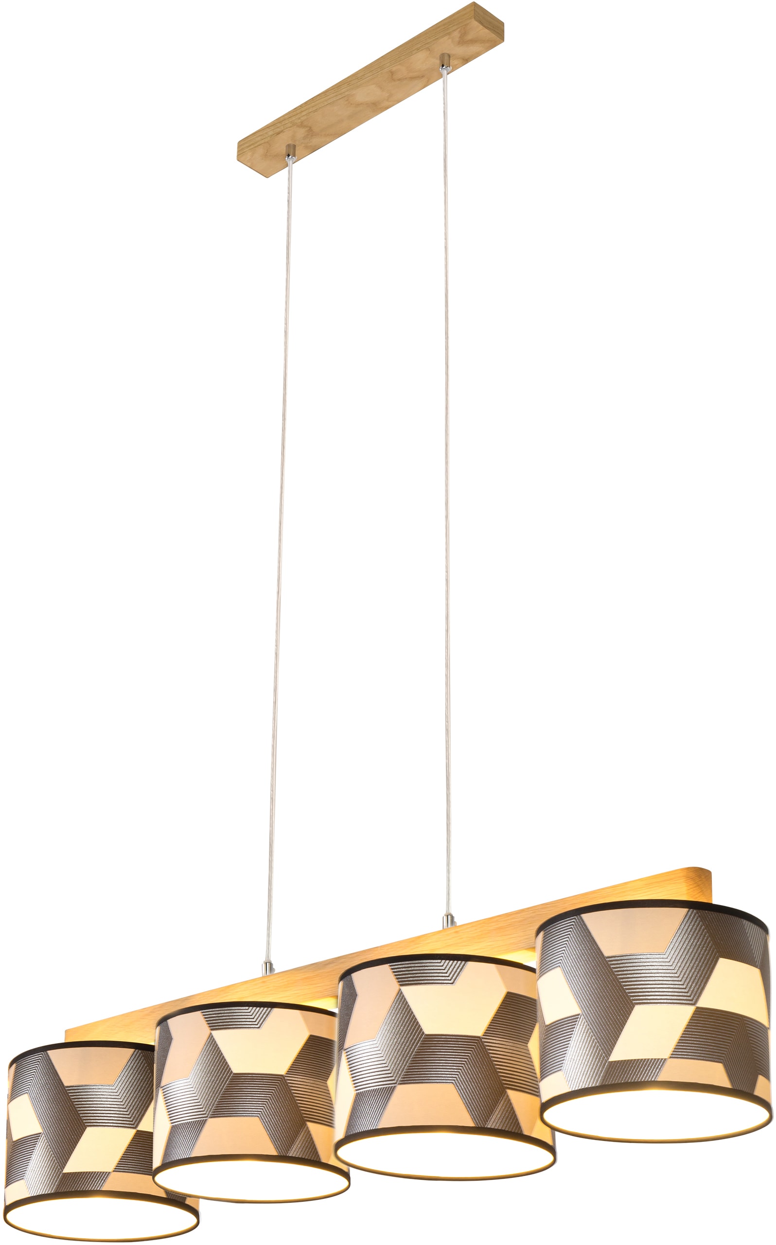 BRITOP LIGHTING Pendelleuchte »ESPACIO«, 4 flammig, Leuchtmittel E27 | ohne Leuchtmittel, Hängeleuchte, Aus edlem Eichenholz, Kürzbar