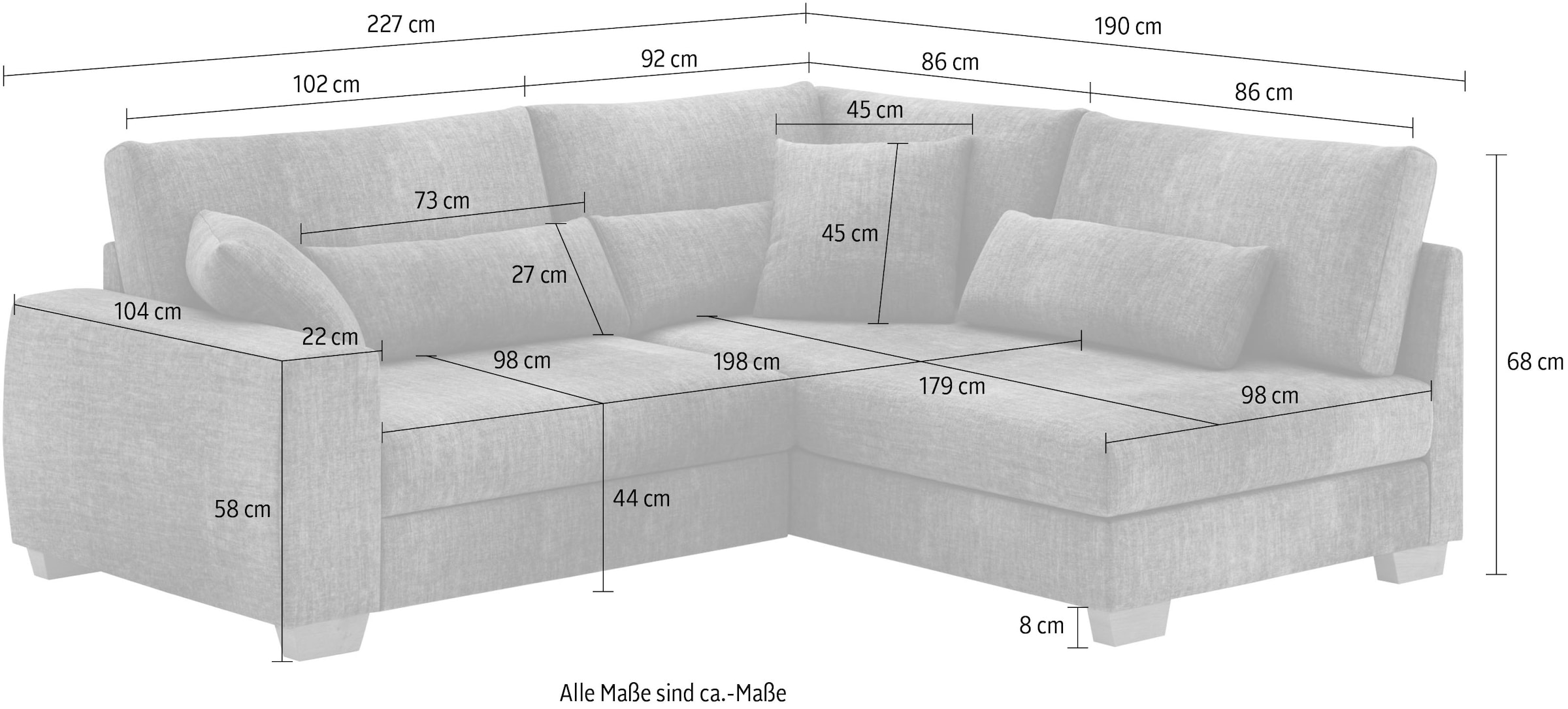 Mr. Couch Ecksofa »L-Form«, Mit Federkern, wahlweise mit Bett und Taschenfederkern