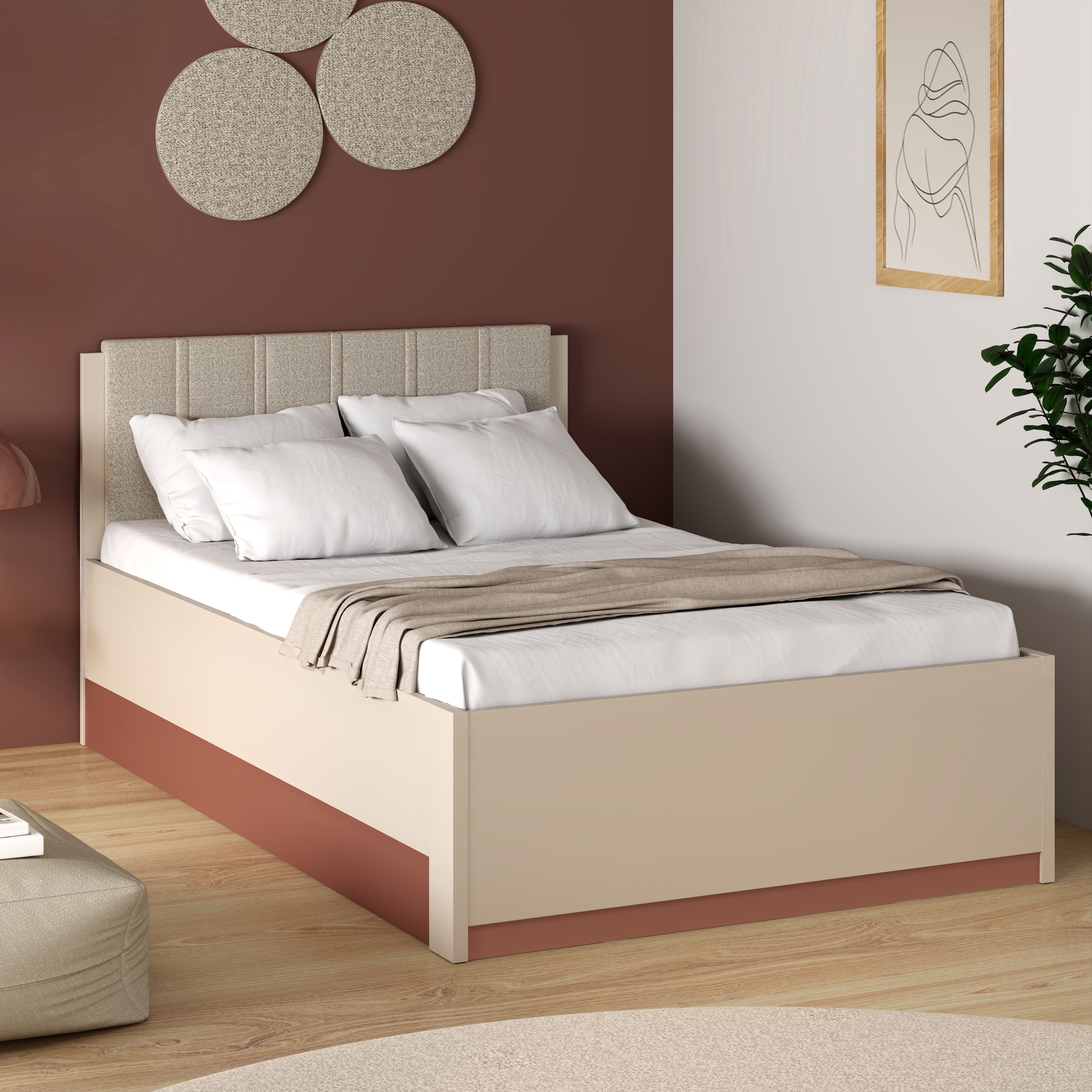 FORTE Bettgestell »Milles« aufklappbarer Lattenrost und gepolstertes Kopfteil