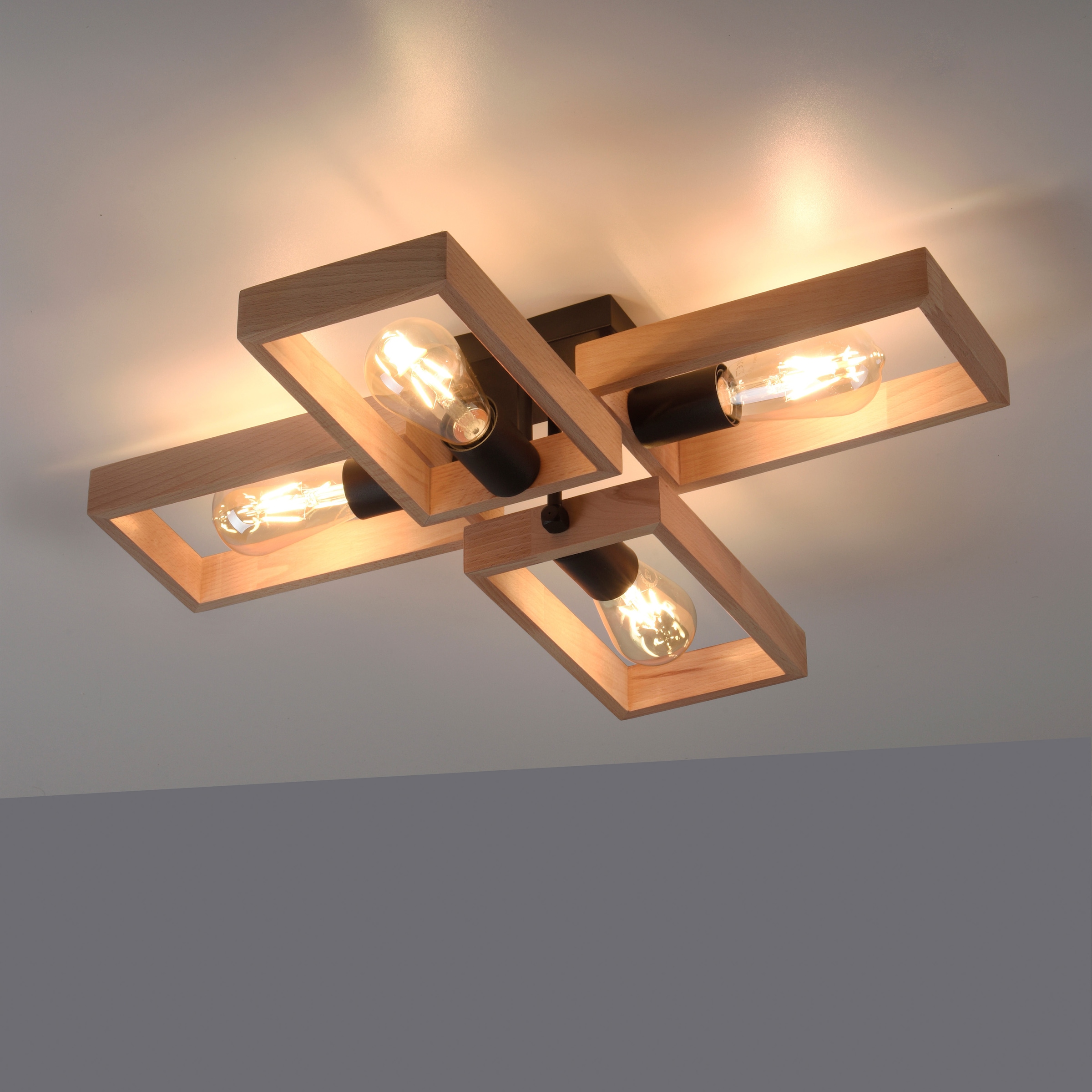 Home affaire Deckenleuchte »Nohen«, (Akazienholz), 4 BAUR aus geeignet Deckenlampe | flammig-flammig, E27 Leuchtmittel Holz für