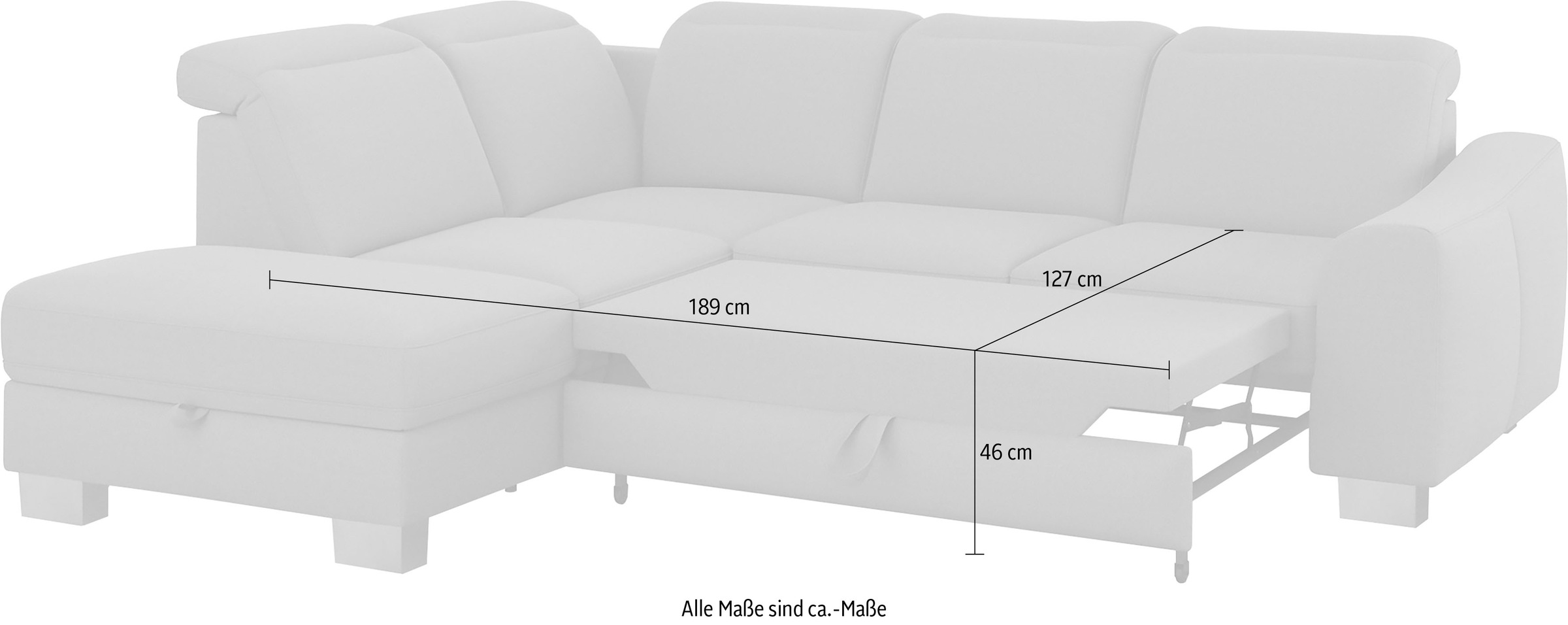 sit&more Ecksofa »Dundee L-Form«, mit Federkern und Edelstahlfüßen, wahlweise mit Kopfteilverstellung