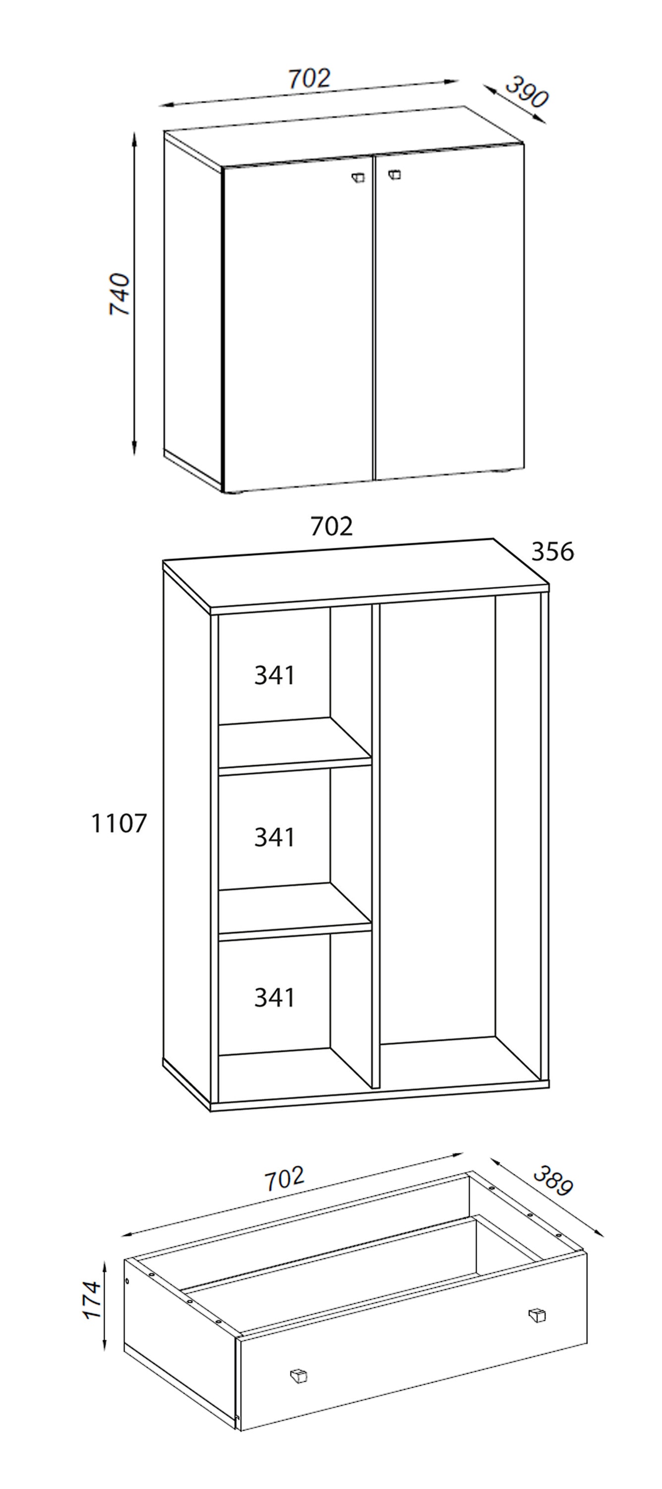 VCM Mehrzweckschrank »VCM Holz Besenschrank | 6 Fächer | Maße: H. 200 x B. 70 x T. 39 cm | Haushaltsschrank | Mehrzweckschrank | Extra Schublade - Lona«, (1 St.)