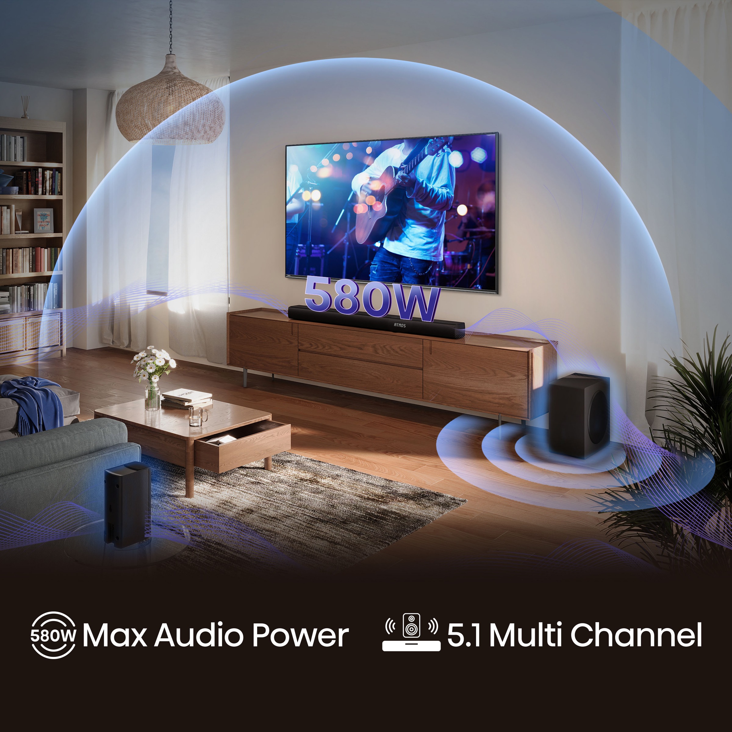 Hisense Soundbar »AX5100Q« 5.1 (Bluetooth Bassregelung | Lautstärkeregelung | Pairing 580 W)