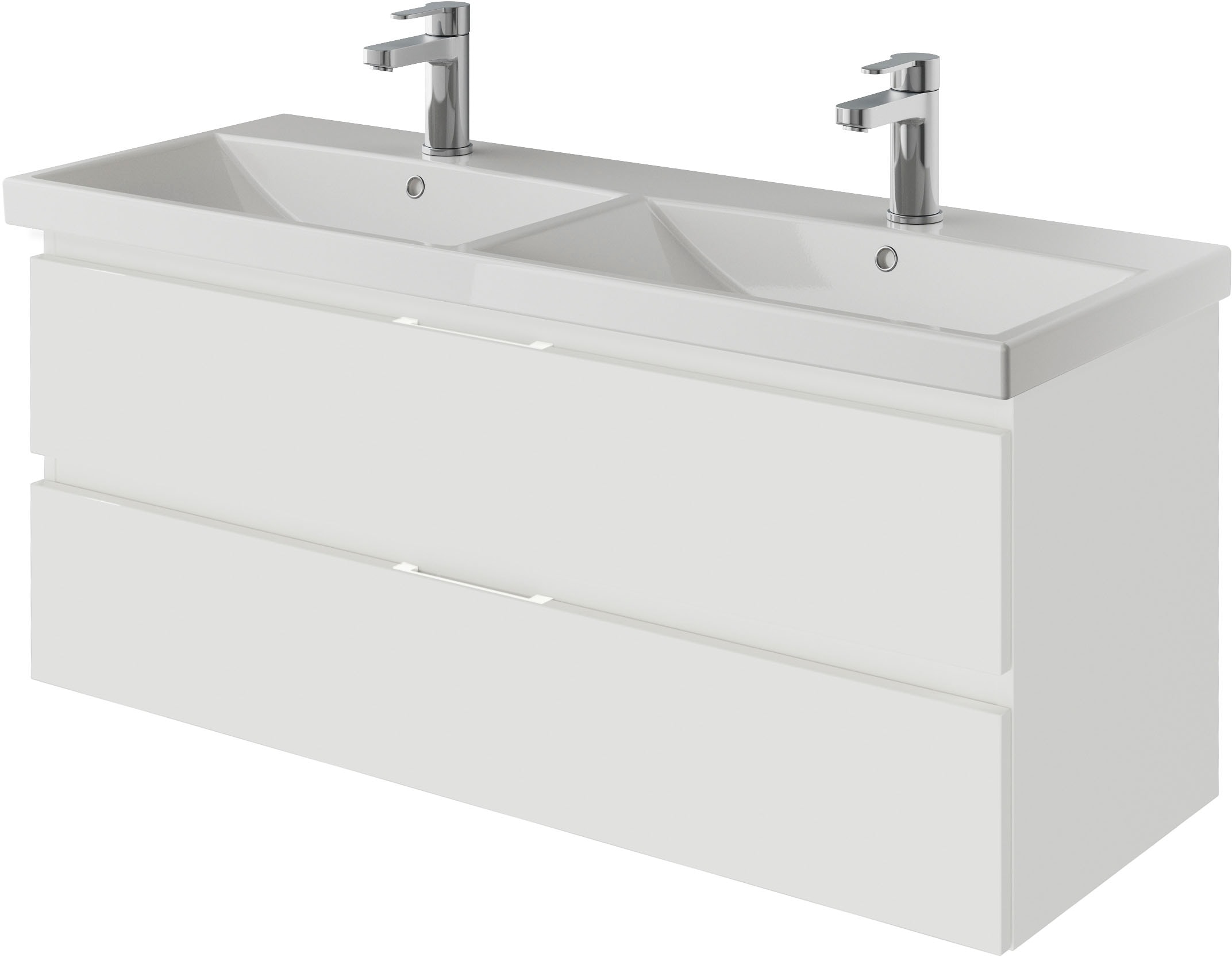 Saphir Badmöbel-Set »Serie 4035 2-teilig, Keramik-Doppelwaschtisch mit LED-Spiegel«, (Set), Doppel-Waschplatz inkl Türdämpfer, 120 cm breit, 2 Schubladen